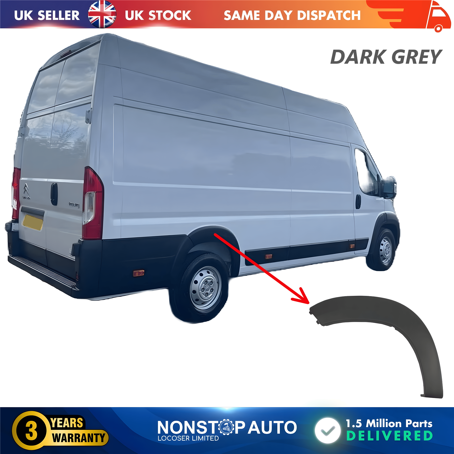 Wheel Arch Trim Moulding Rear Right For CITROEN Relay PEUGEOT Boxer FIAT Ducato 2006 on 8547X7