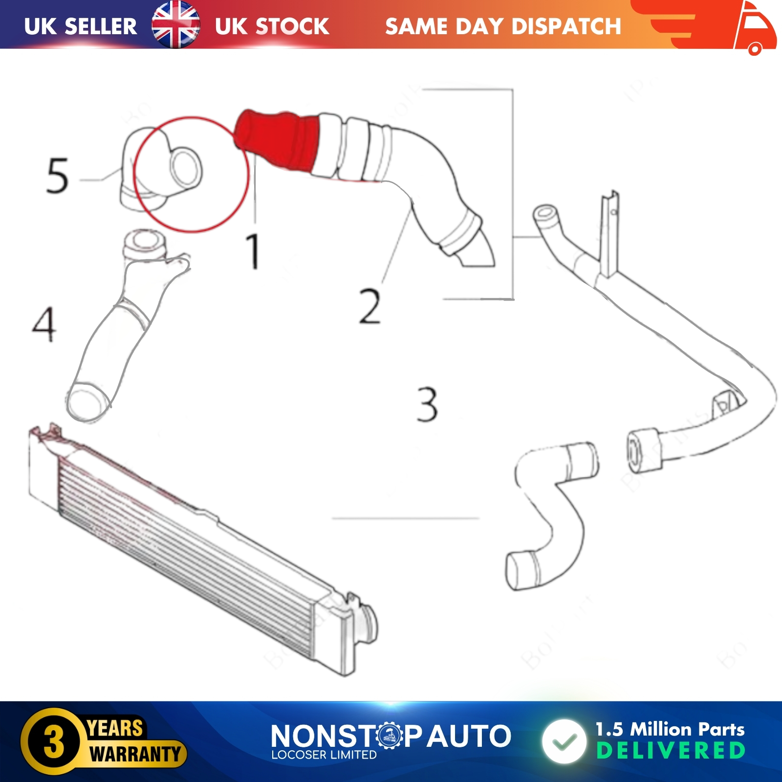 TURBO INTERCOOLER HOSE PIPE SMALL FOR  FIAT DUCATO III 2.2 JTD. 110-120 HP PEUGEOT BOXER III 2.2 JTD 110-120 HP CITROEN JUMPER III 2.2 JTD  110-120 HP   1359961080