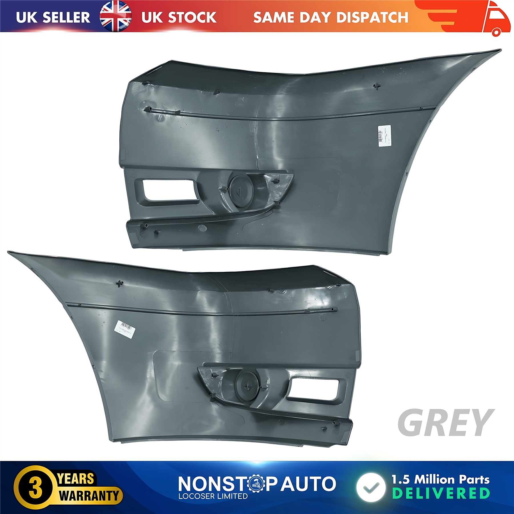 2X Front Bumper Corner Left and Right No Fog Hole For FORD Transit MK7 2006-2014 1437326 1437327
