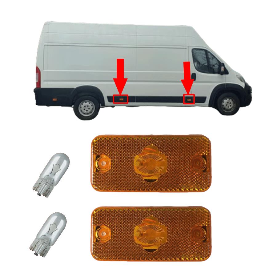 2 X SIDE INDICATOR REPATER LENS LIGHT AMBER FIAT  DUCATO PEUGEOT BOXER CITROEN RELAY (2006-2016) IVECO  DAILY (1999-2016) 6303.A1