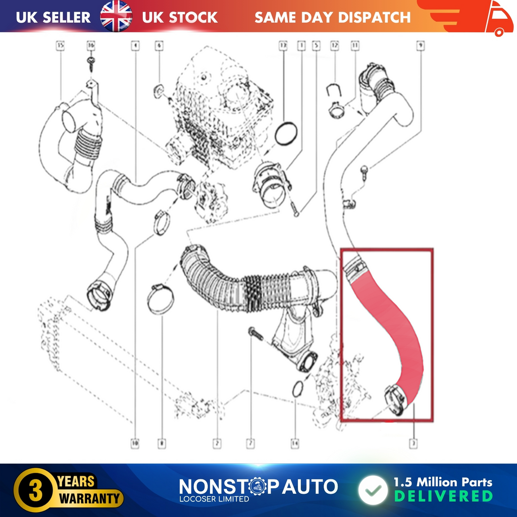 TURBO INTERCOOLER TURBO HOSE PIPE FOR VAUXHALL MOVANO B NISSAN NV 400 RENAULT MASTER III 8200730576