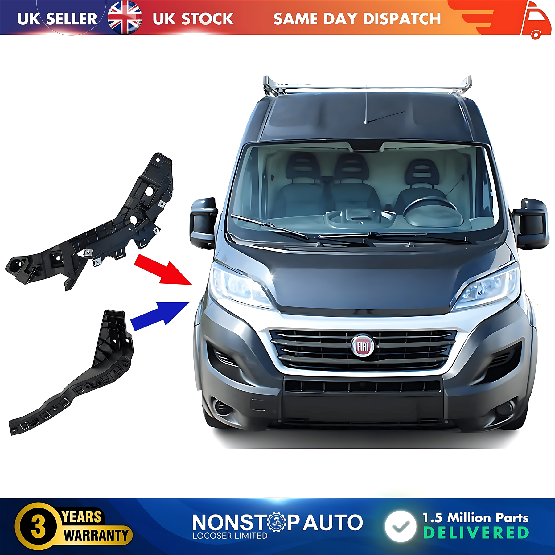 2X Front Bumper Bracket Holder Small and Large Right For CITROEN Relay FIAT Ducato PEUGEOT Boxer 2014 on