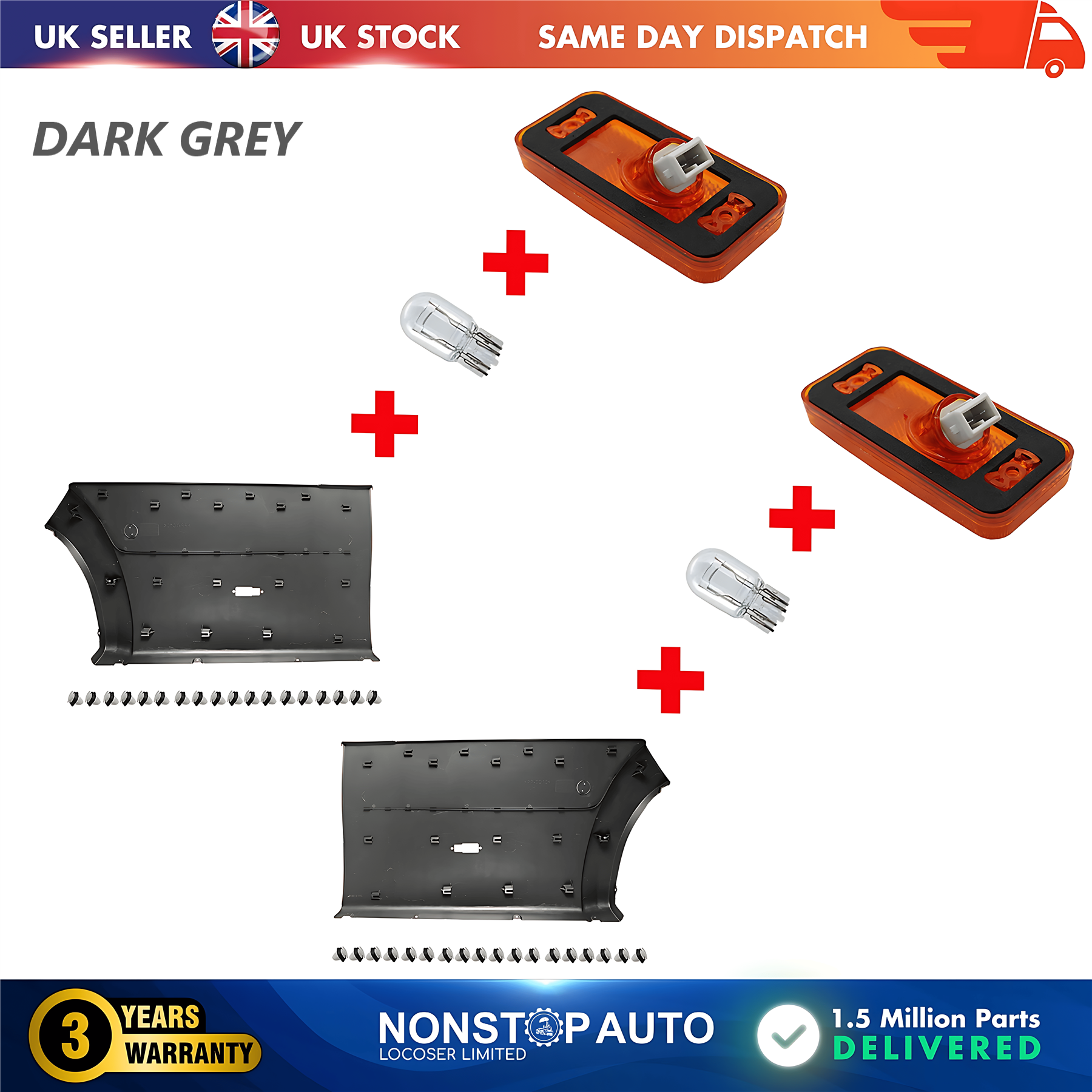 2X Moulding Trim Quarter Panel Indicator Bulb Rear Left and Right For CITROEN Relay PEUGEOT Boxer FIAT Ducato 2006 on