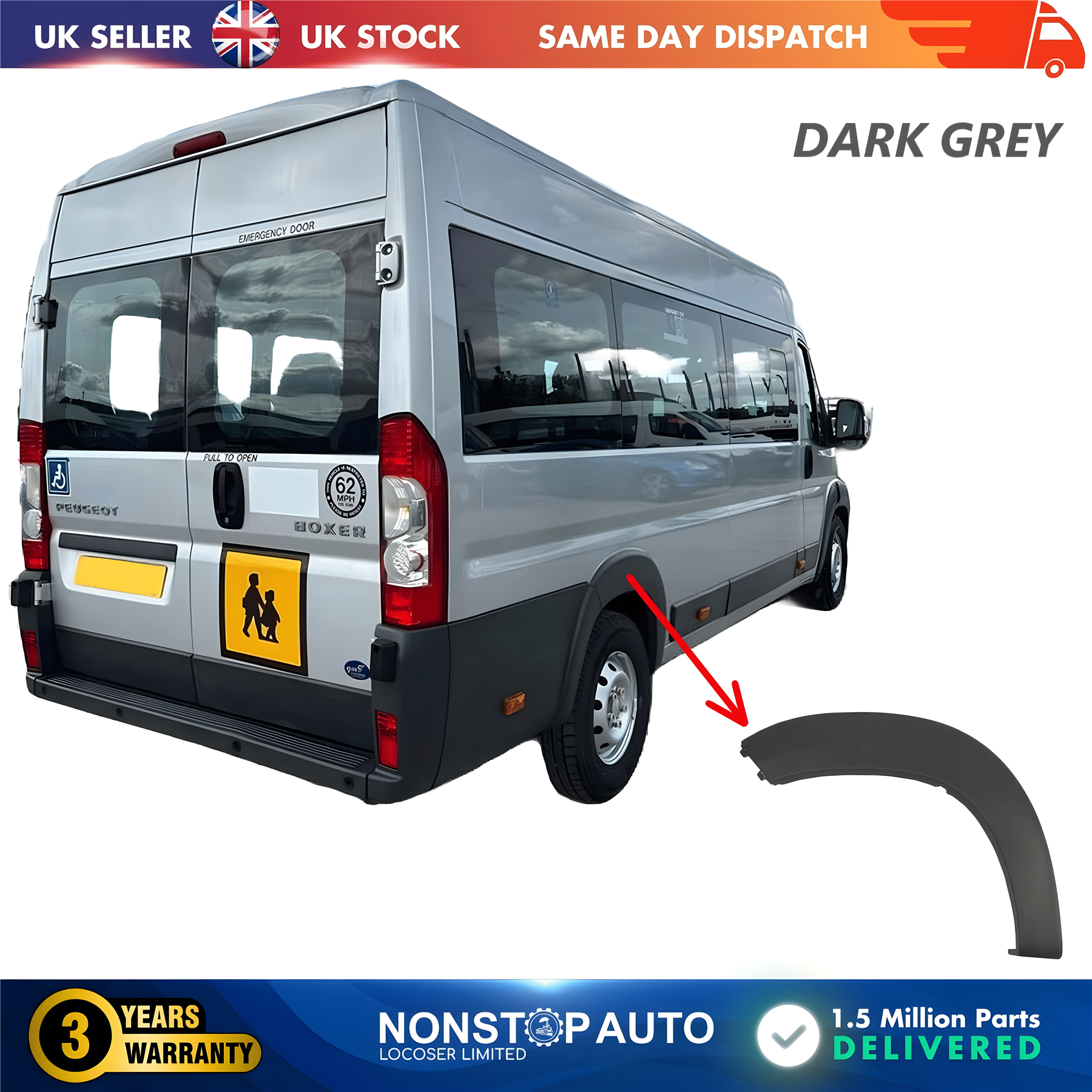 Wheel Arch Trim Moulding Rear Right For CITROEN Relay PEUGEOT Boxer FIAT Ducato 2006 on 8547X7