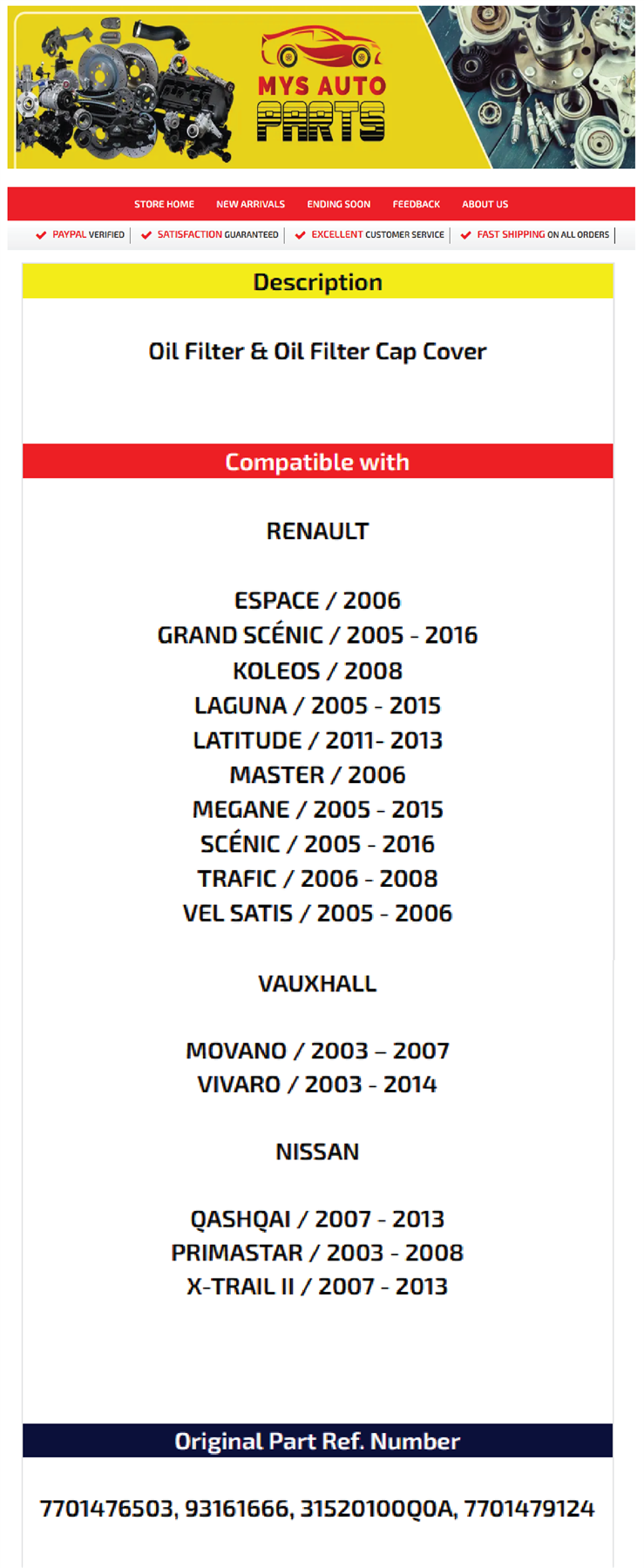 Oil Filter Cap Cover For NISSAN Qashqai Primastar  X-Trail II VAUXHALL Movano Vivaro RENAULT Espace Grand Scenic Koleos Laguna Latitude Master Megane Scenic Trafic Vel Satis