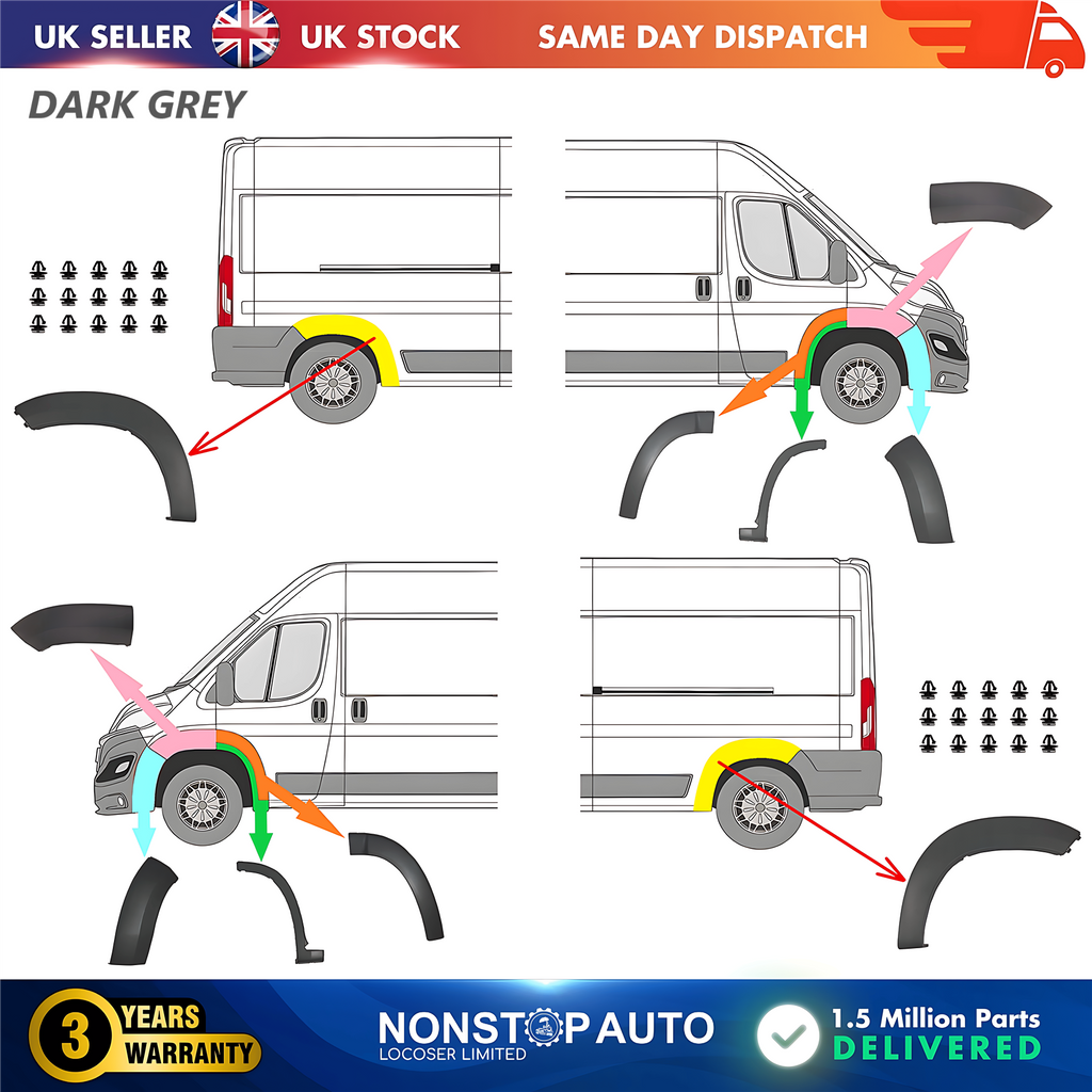 10X Wheel Arch Trim Moulding Left and Right Set For CITROEN Relay PEUGEOT Boxer FIAT Ducato 2014 on