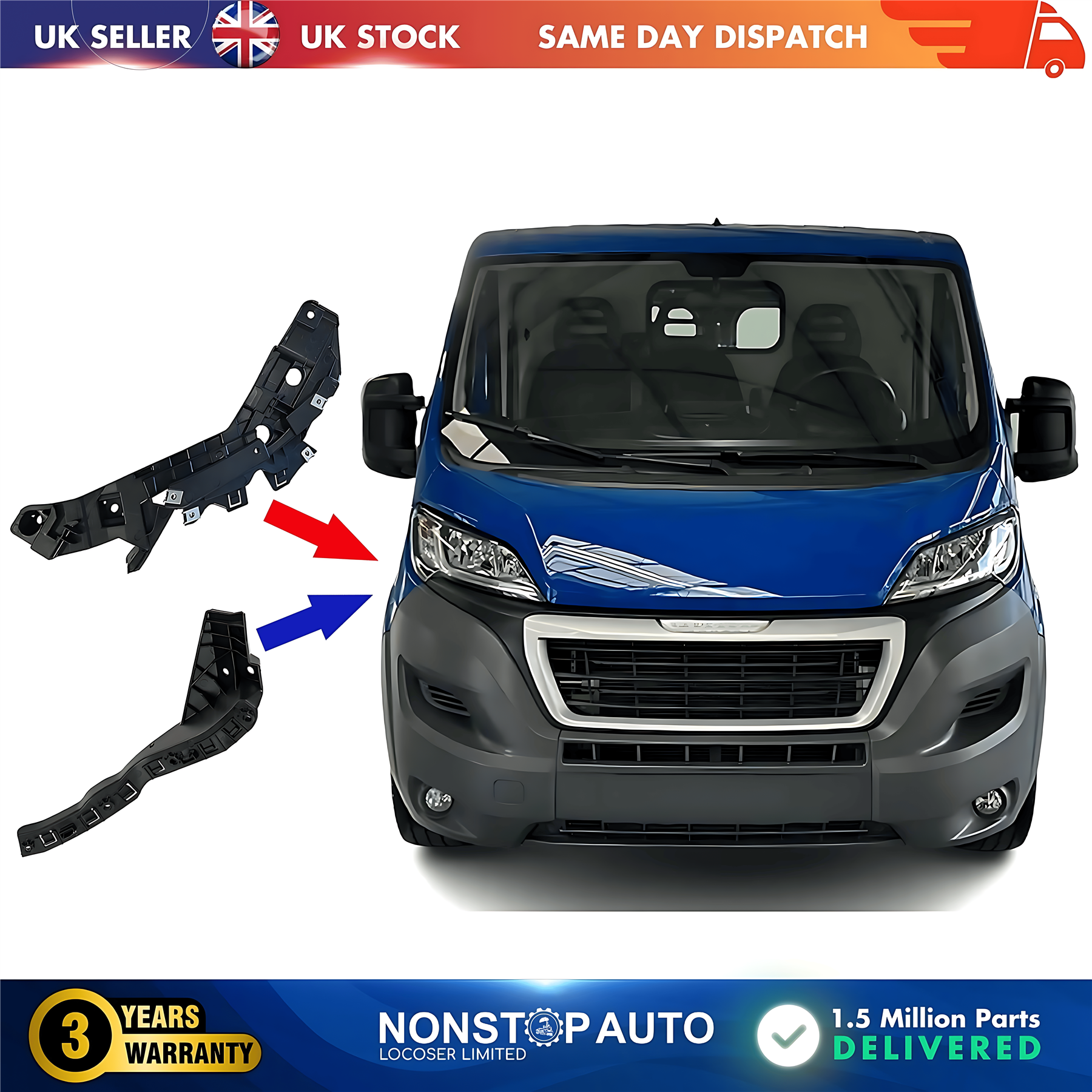 2X Front Bumper Bracket Holder Small and Large Right For CITROEN Relay FIAT Ducato PEUGEOT Boxer 2014 on