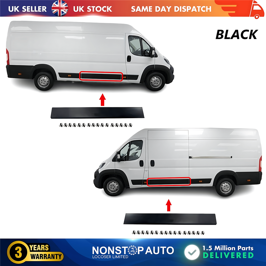 2X Moulding Trim Panel Middle Left and Right Black For CITROEN Relay PEUGEOT Boxer FIAT Ducato 2006 on