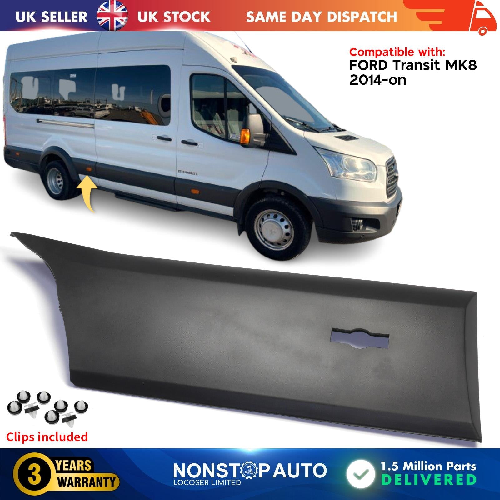 Rear Right Door Moulding With Signal Hole Fits Ford Transit MK8 LWB 1854494