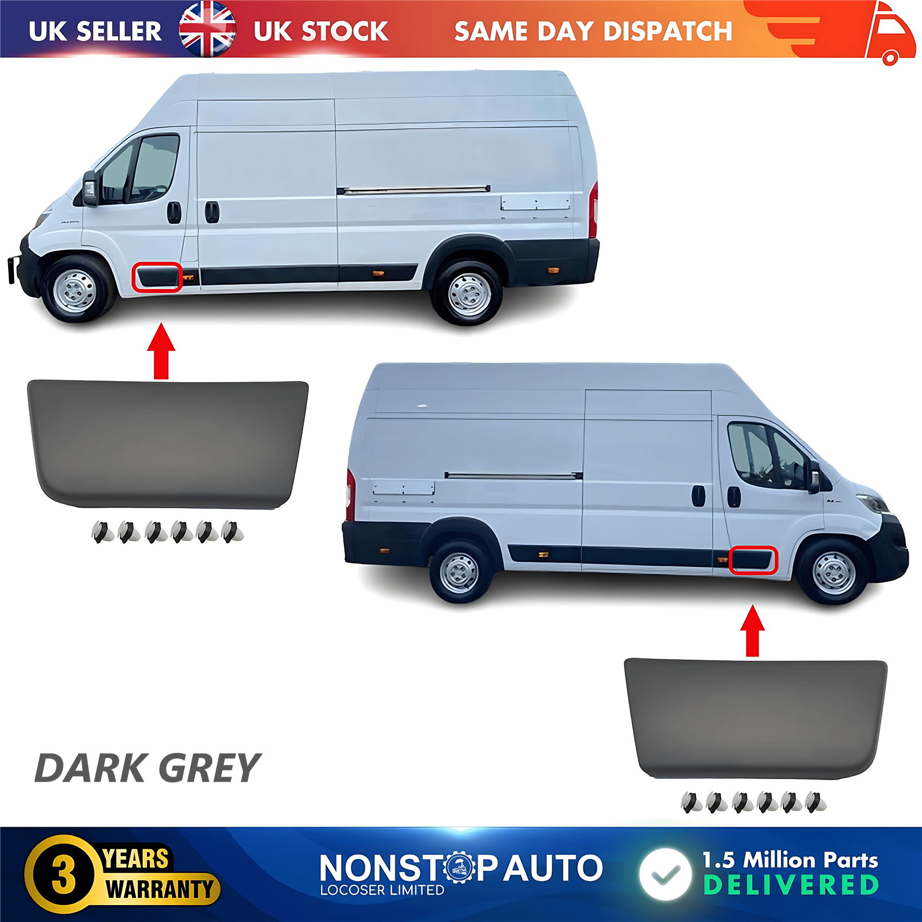 2X Door Moulding Trim Front Left and Right For CITROEN Relay PEUGEOT Boxer FIAT Ducato 2006 on
