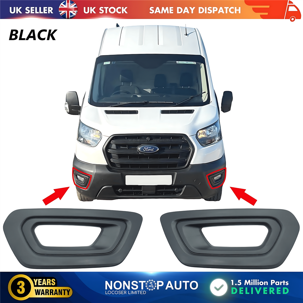 2X Fog Light Grille with Fog Hole Left and Right For FORD Transit V363 MK8 2019-2025
