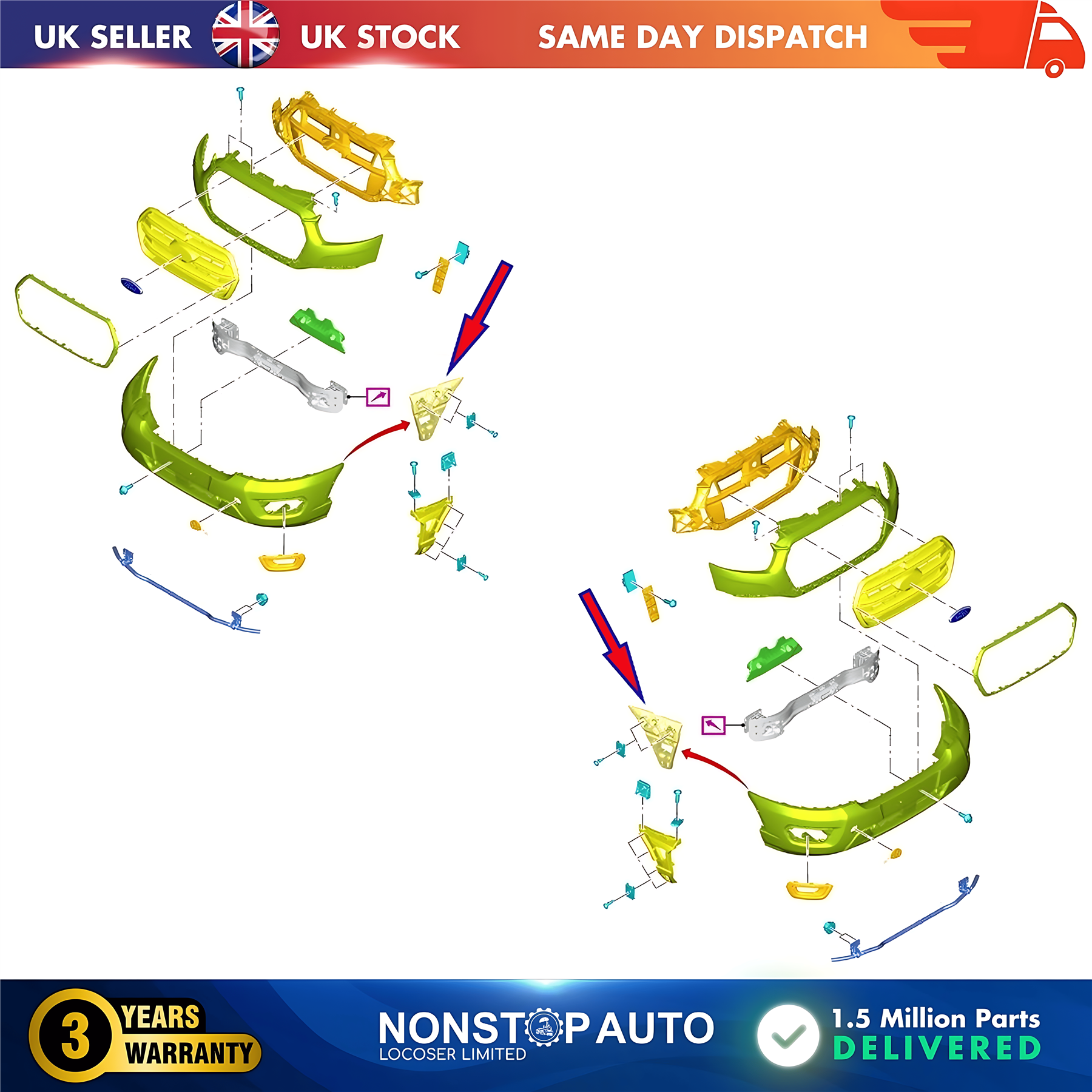 2X Front Bumper Bracket Left and Right For FORD Transit MK7 2006-2014
