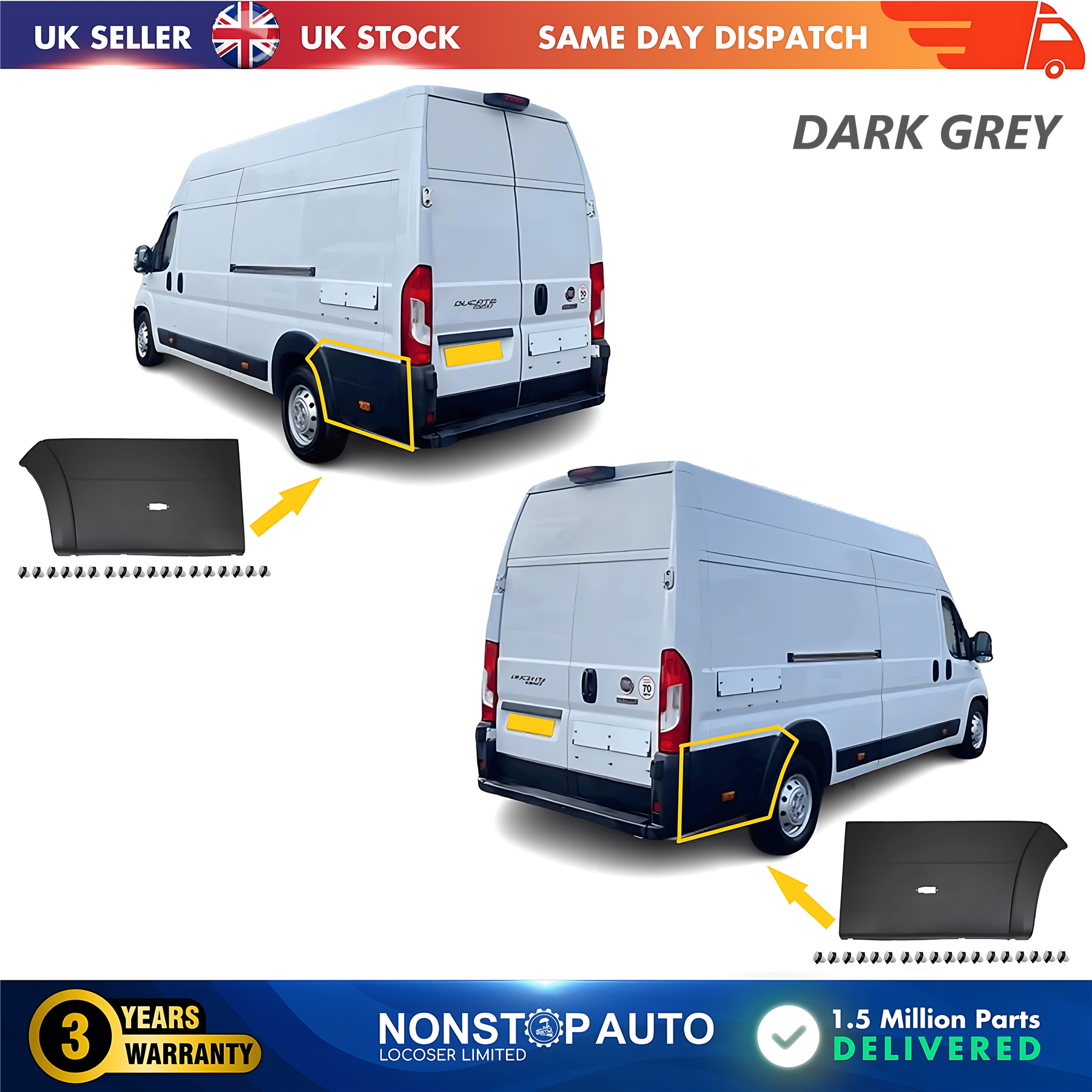 2X Moulding Trim Quarter Panel Rear Left and Right For CITROEN Relay PEUGEOT Boxer FIAT Ducato 2006 on