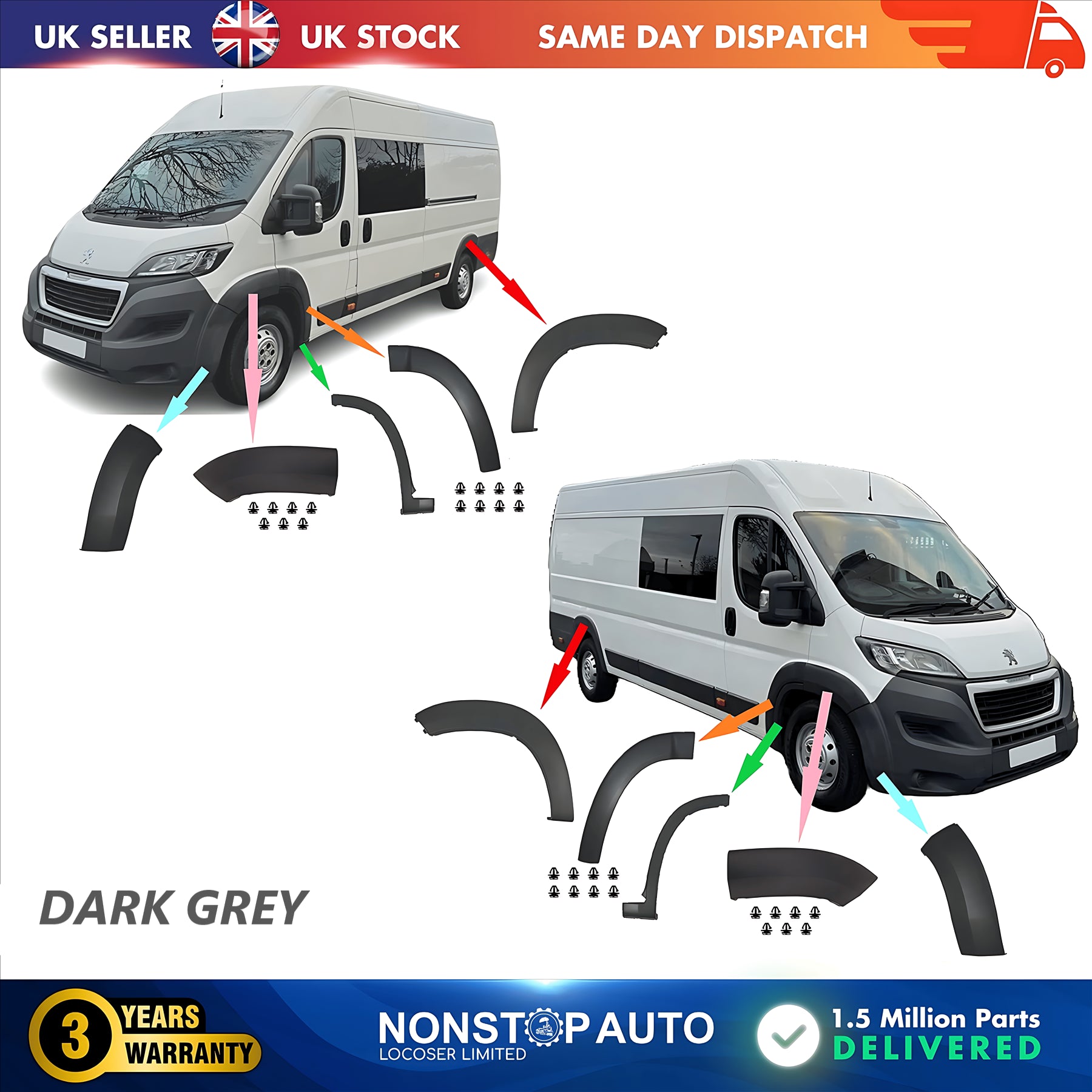10X Wheel Arch Trim Moulding Left and Right Set For CITROEN Relay PEUGEOT Boxer FIAT Ducato 2014 on