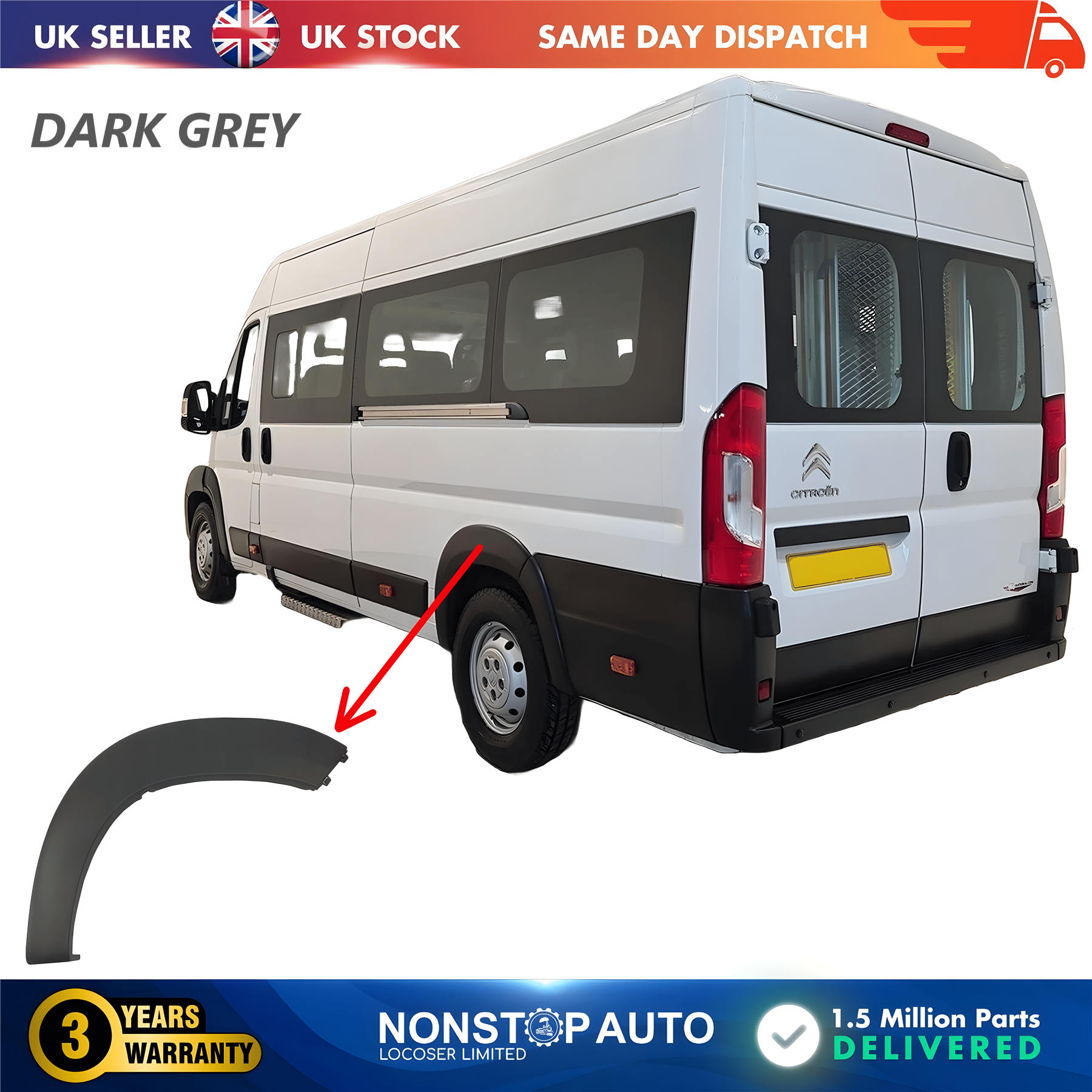 Wheel Arch Trim Moulding Rear Left For CITROEN Relay PEUGEOT Boxer FIAT Ducato 2006 on 8547X8