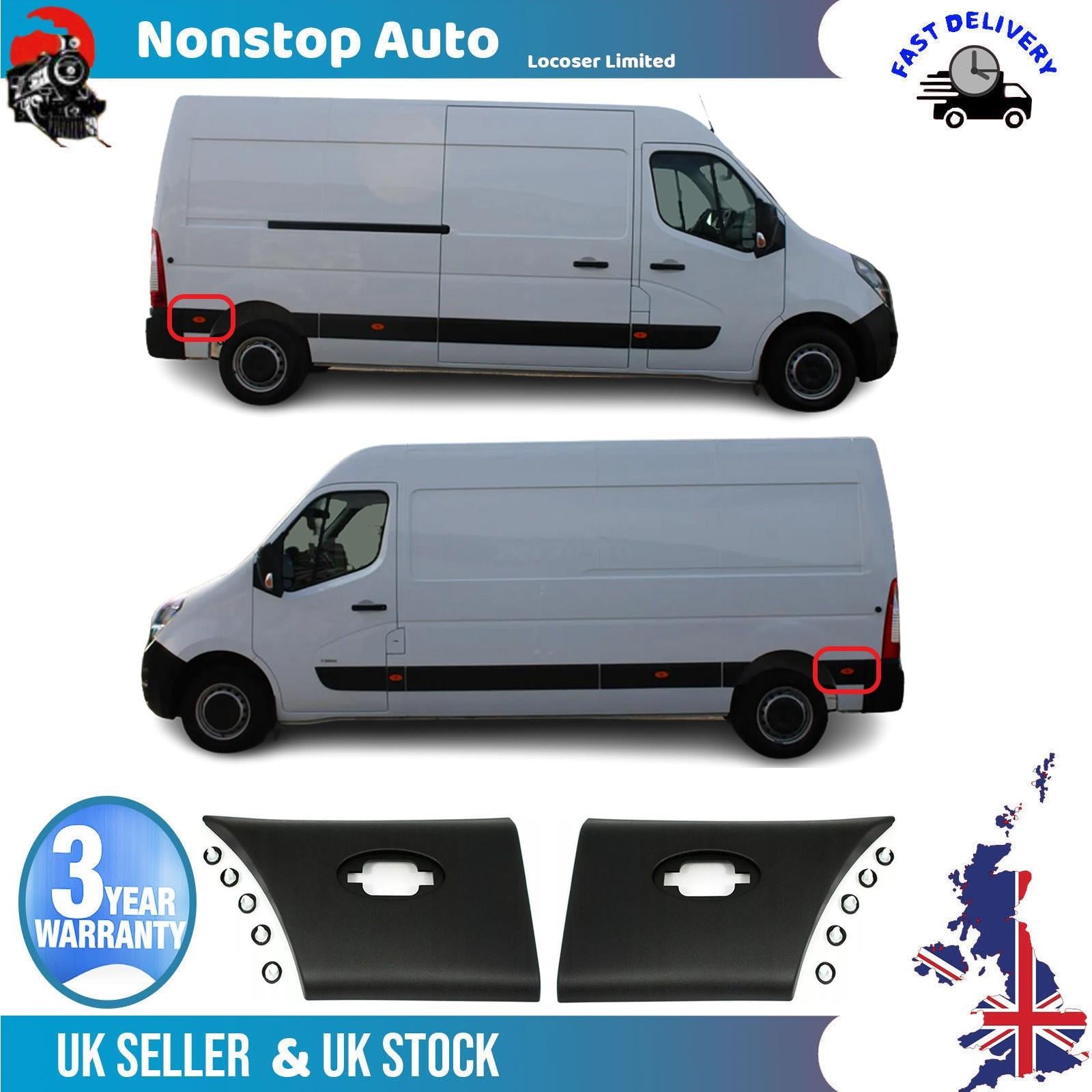 2X Side Moulding Strip Panel Rear L+R For VAUXHALL Movano B