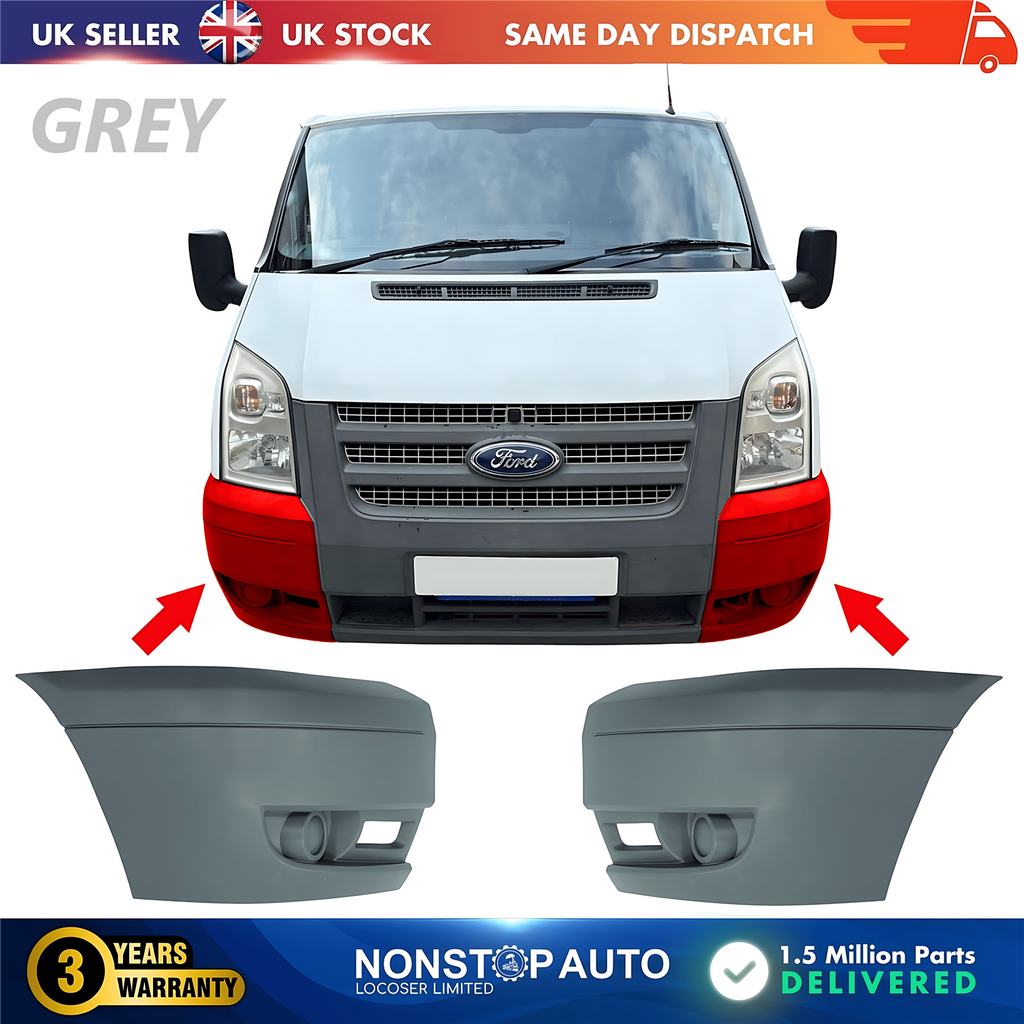 2X Front Bumper Corner Left and Right No Fog Hole For FORD Transit MK7 2006-2014 1437326 1437327