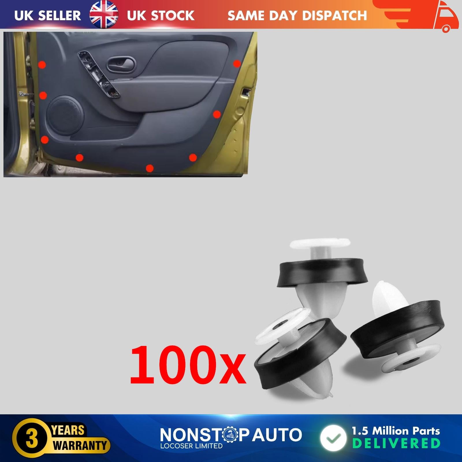100X Door Moulding Panel Trim Clips For  RENAULT Master Vauxhall Movano Nissan NV400 7703077469