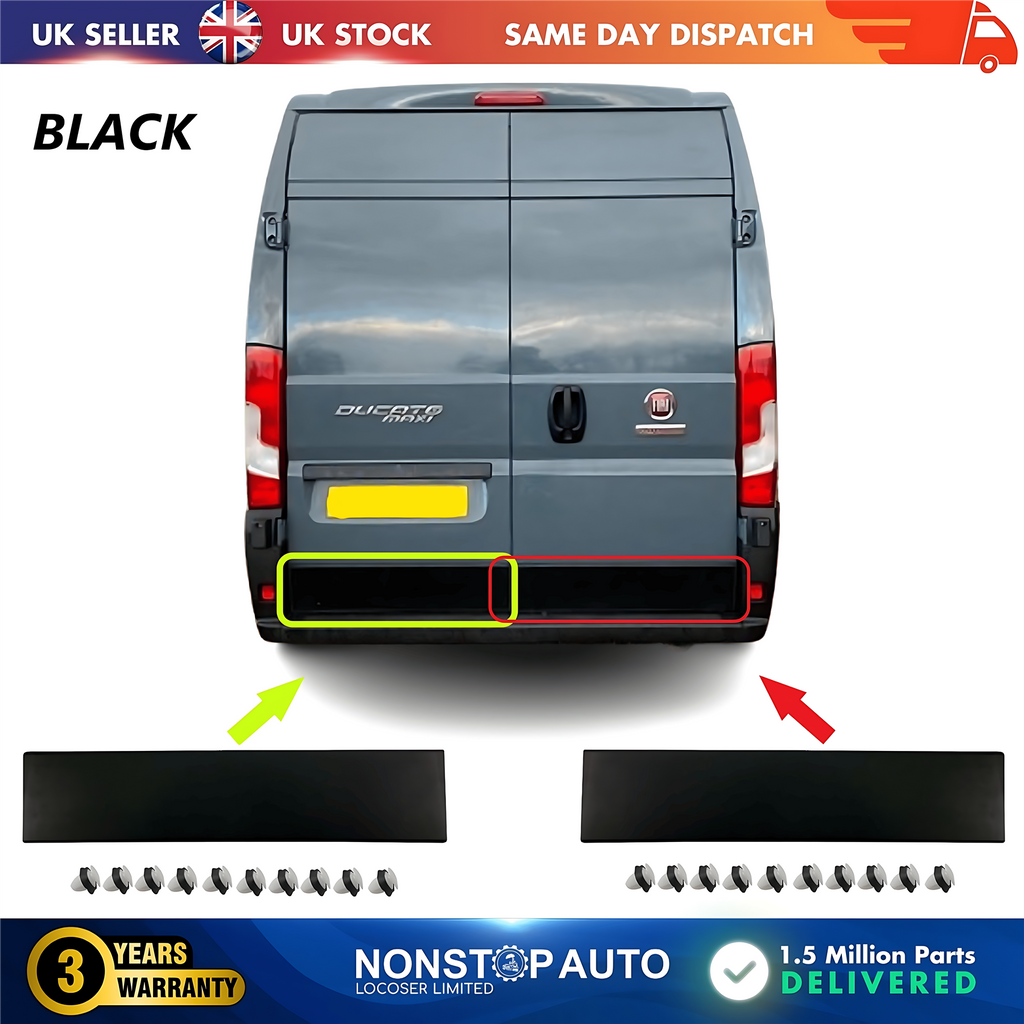 2X Door Moulding Panel Rear Left and Right Black For CITROEN Relay PEUGEOT Boxer FIAT Ducato 2006 on
