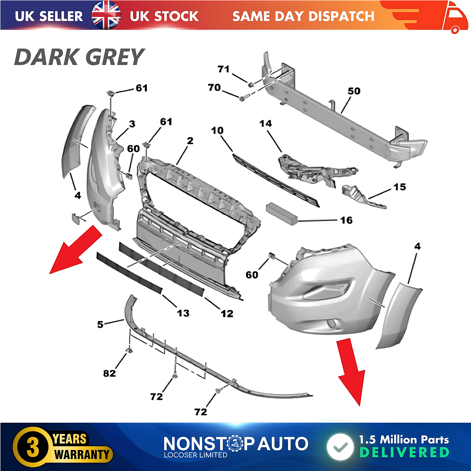 2X Front Bumper Corner Cap R+L No Fog Hole For PEUGEOT Boxer 2014 on