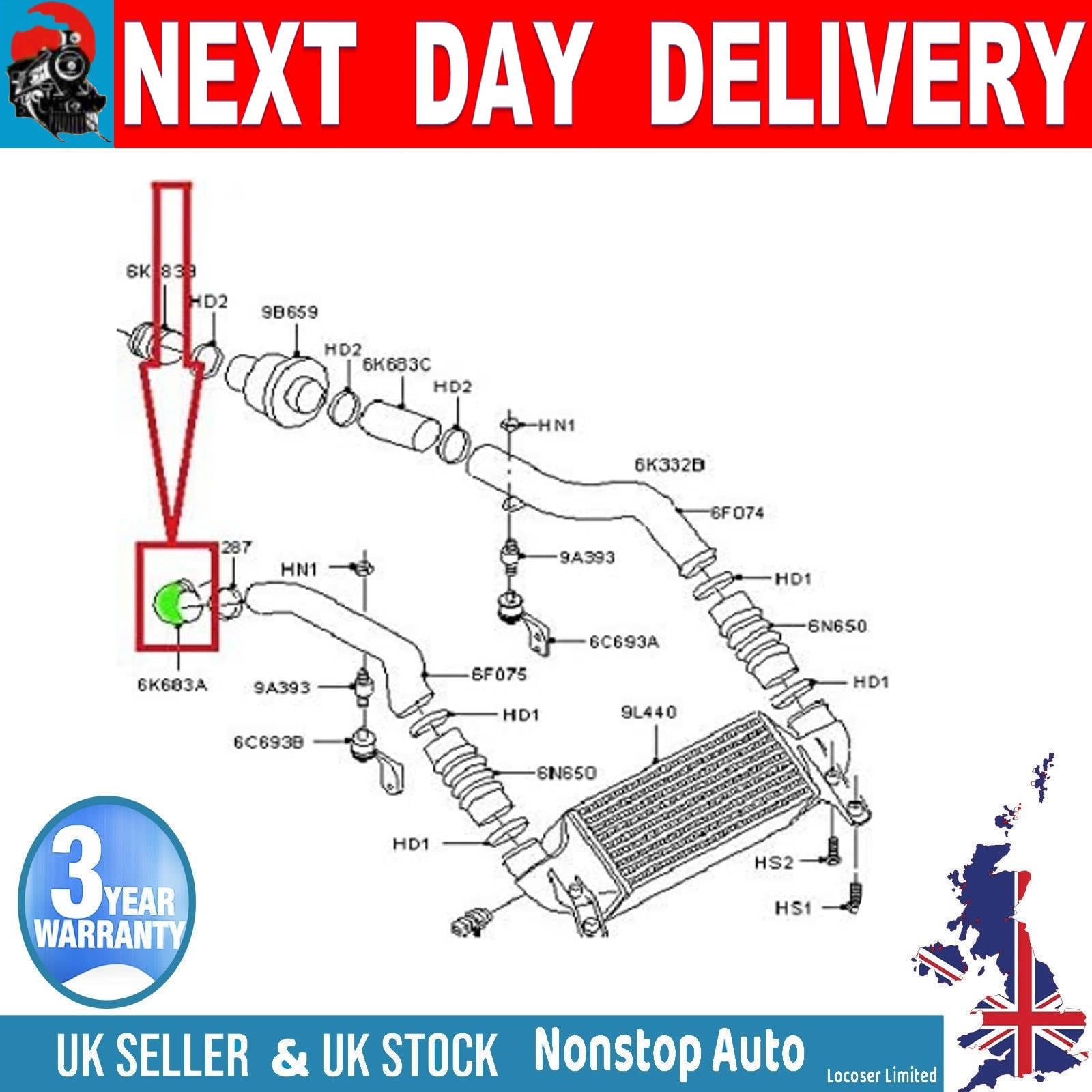 TURBO INTERCOOLER HOSE PIPE FOR FORD TRANSIT TOURNEO CONNECT 1.8 TDCI 7T169F796BG
