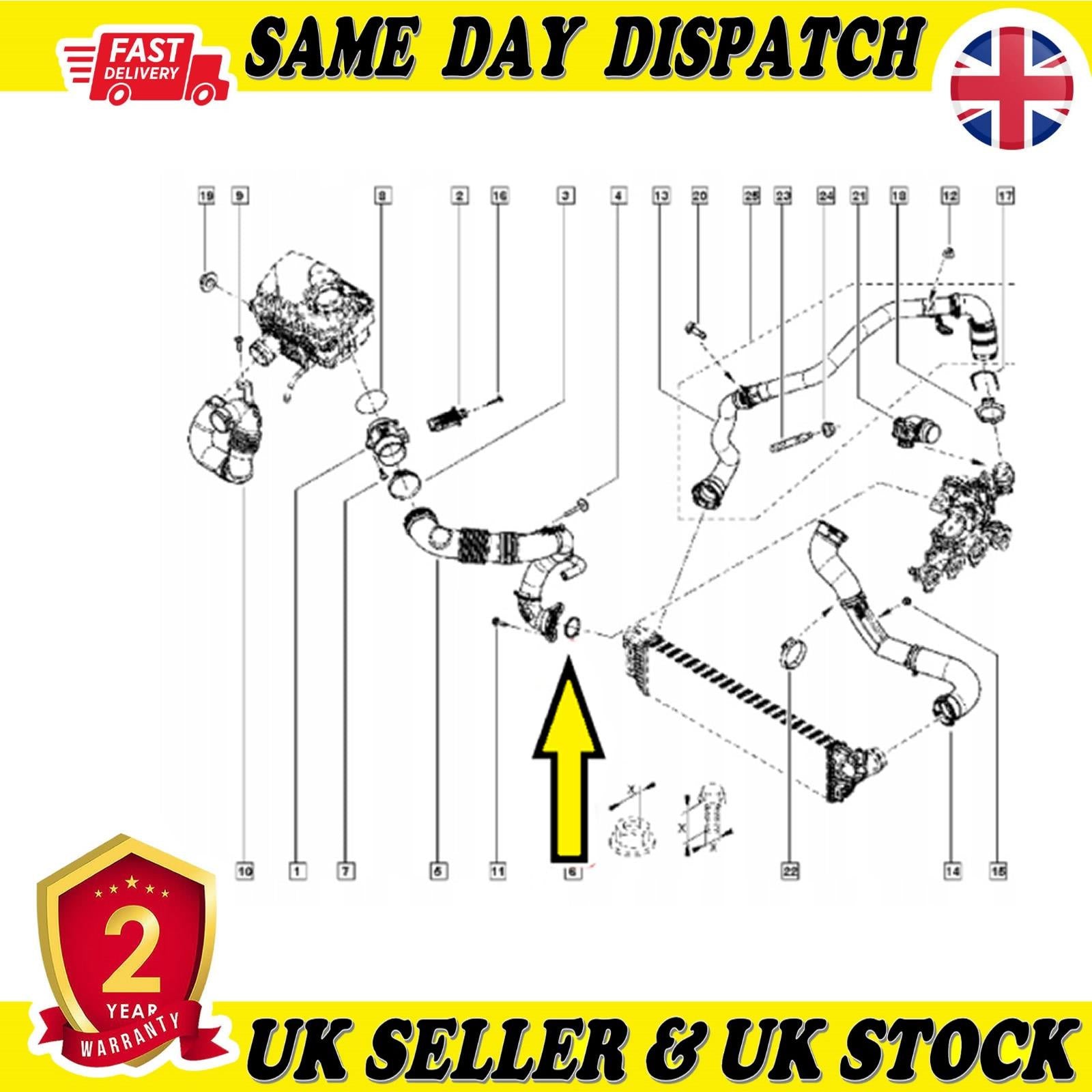 TURBO PIPE GASKET SEAL FOR MERCEDES-BENZ X-CLASS NISSAN NAVARA NV400 VAUXHALL MOVANO B RENAULT ALASKAN MASTER III  144655950R