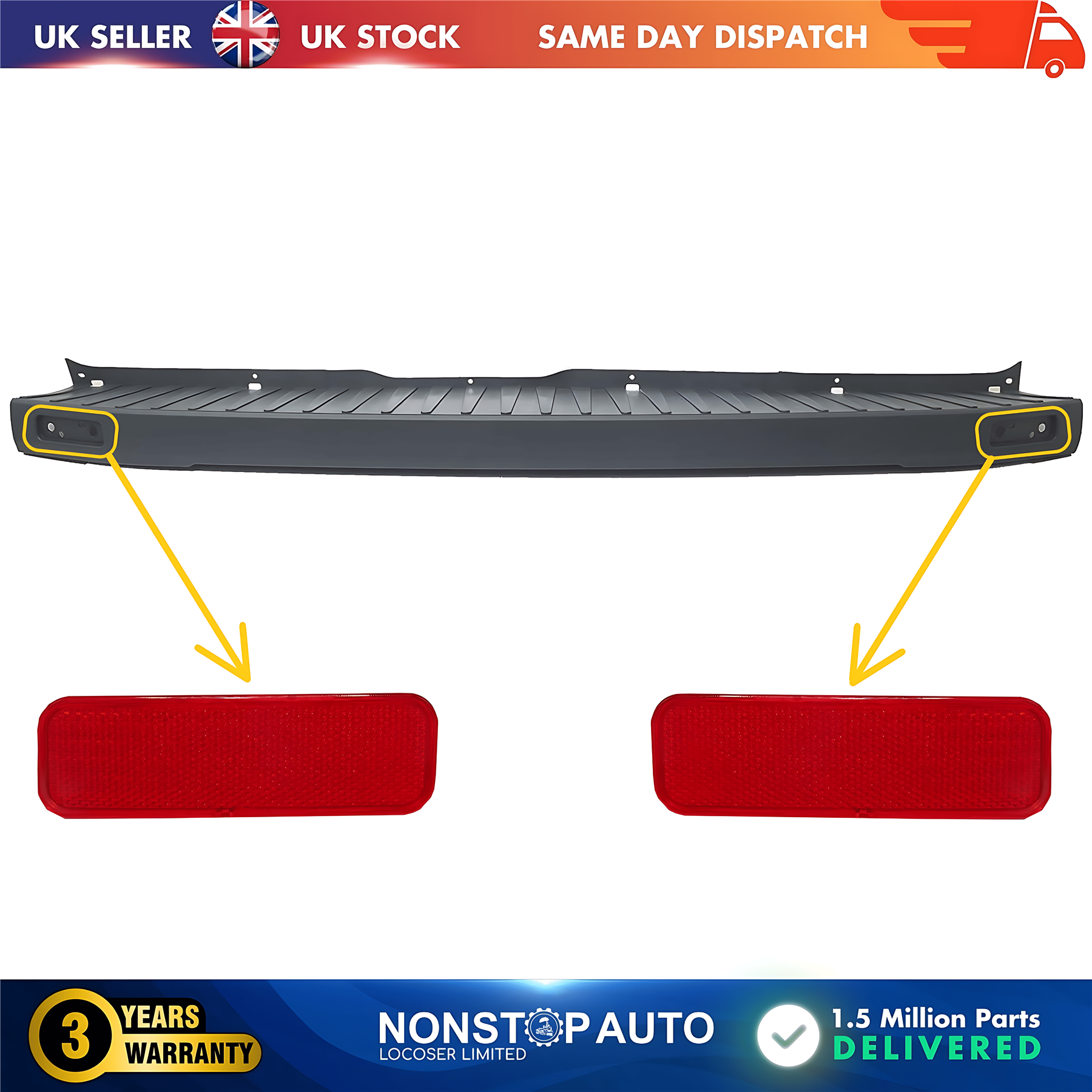 2X Rear Bumper Reflector Left and Right For FORD Transit Tourneo Connect Custom 1778456 1778457