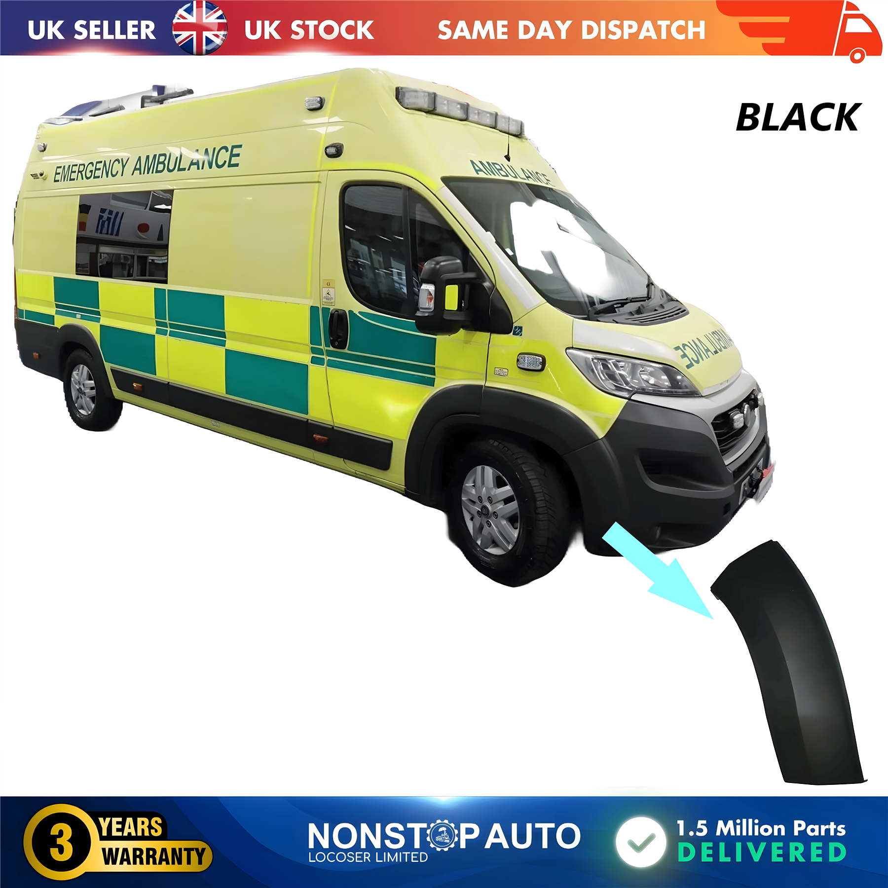 Wheel Arch Trim Moulding Front Right Black For CITROEN Relay PEUGEOT Boxer FIAT Ducato 2014 on 1611706980