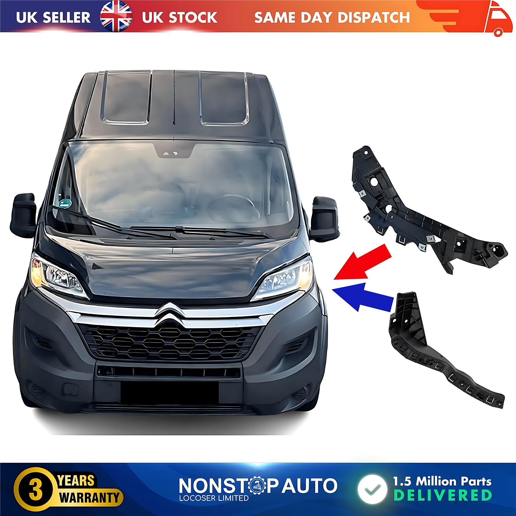 2X Front Bumper Bracket Holder Small and Large Left For CITROEN Relay FIAT Ducato PEUGEOT Boxer 2014 on