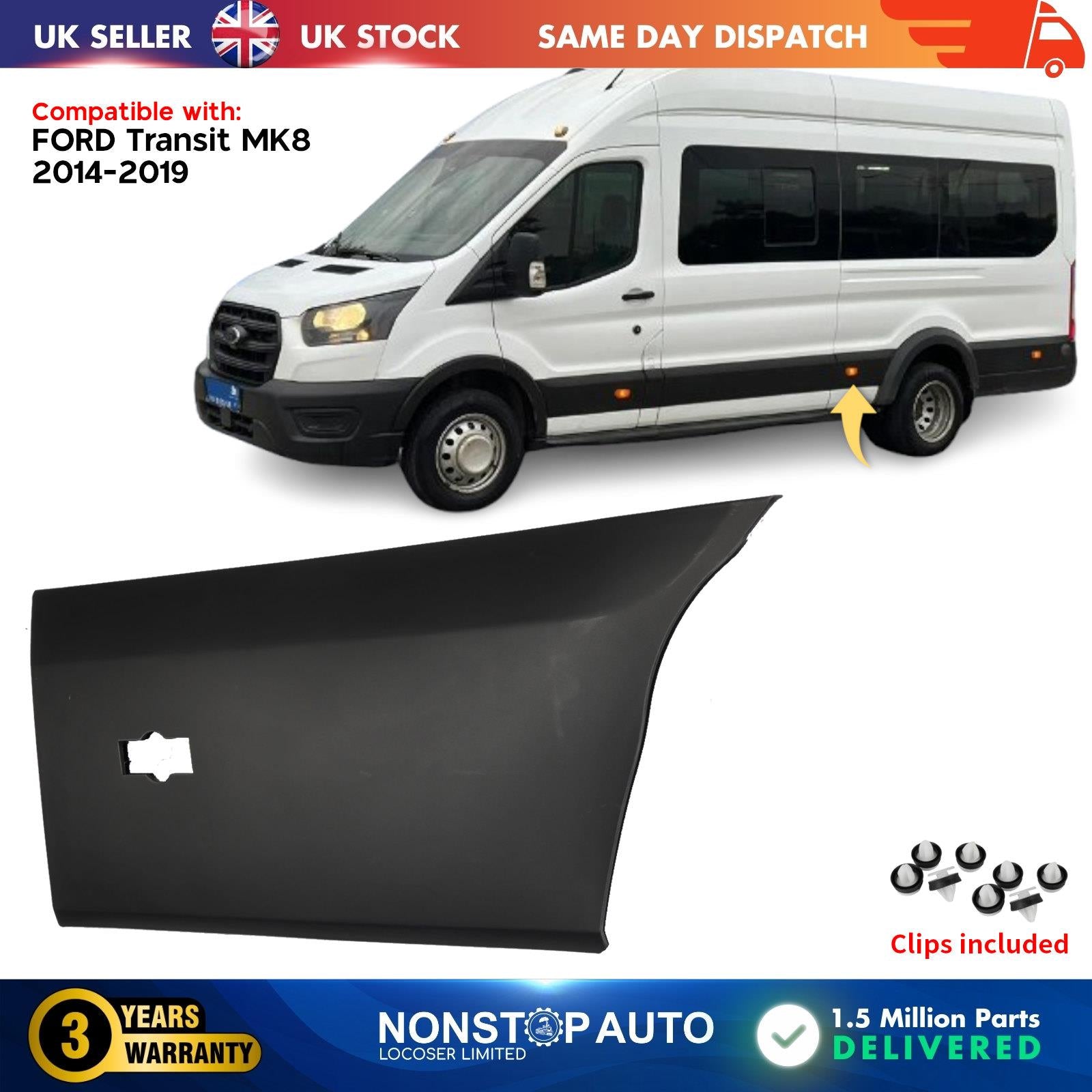 Rear Left Door Moulding With Signal Hole Fits Ford Transit MK8 LWB 1854498