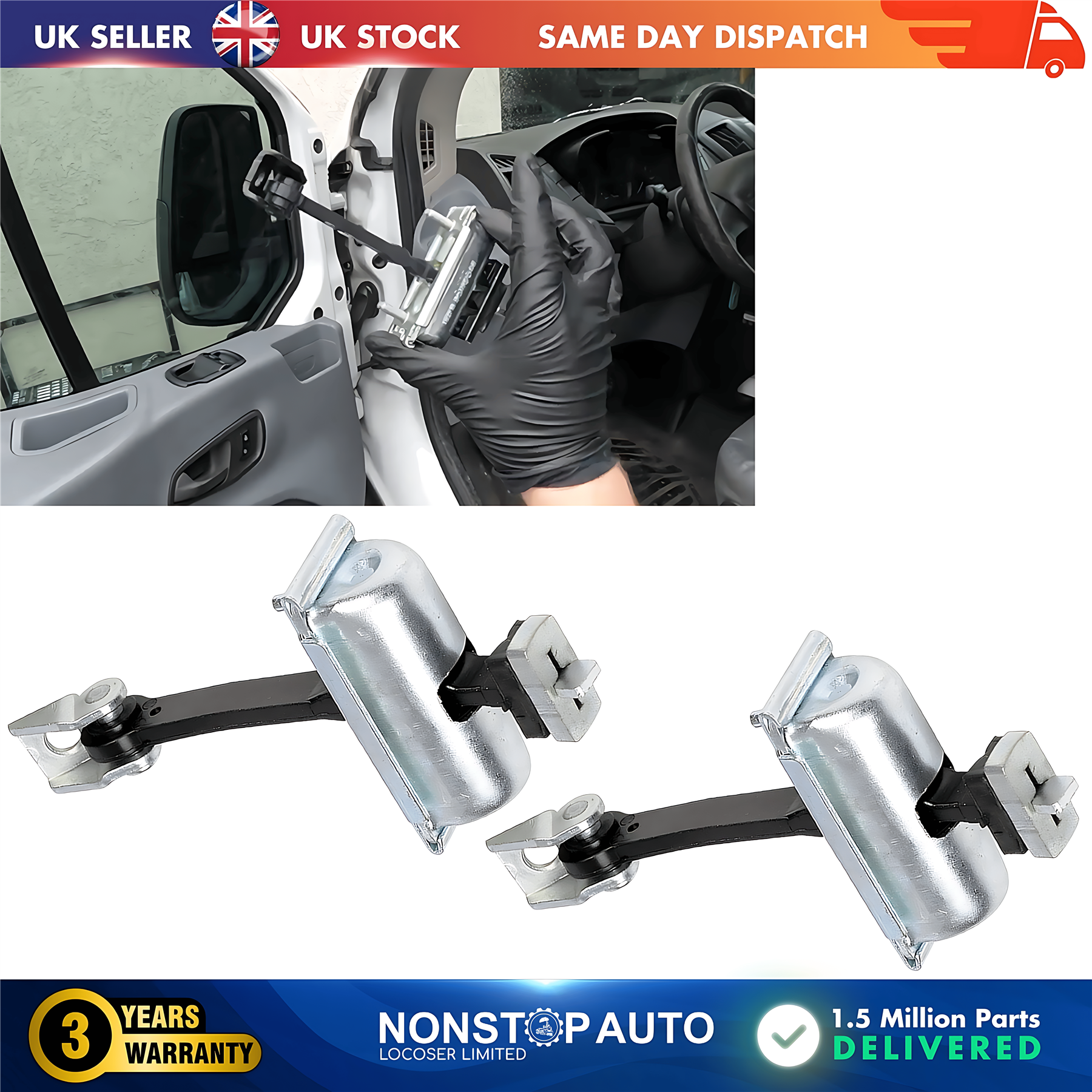 2X Front Door Check Strap L&R FORD Transit MK8 V363 2013 on BK31V23500AD