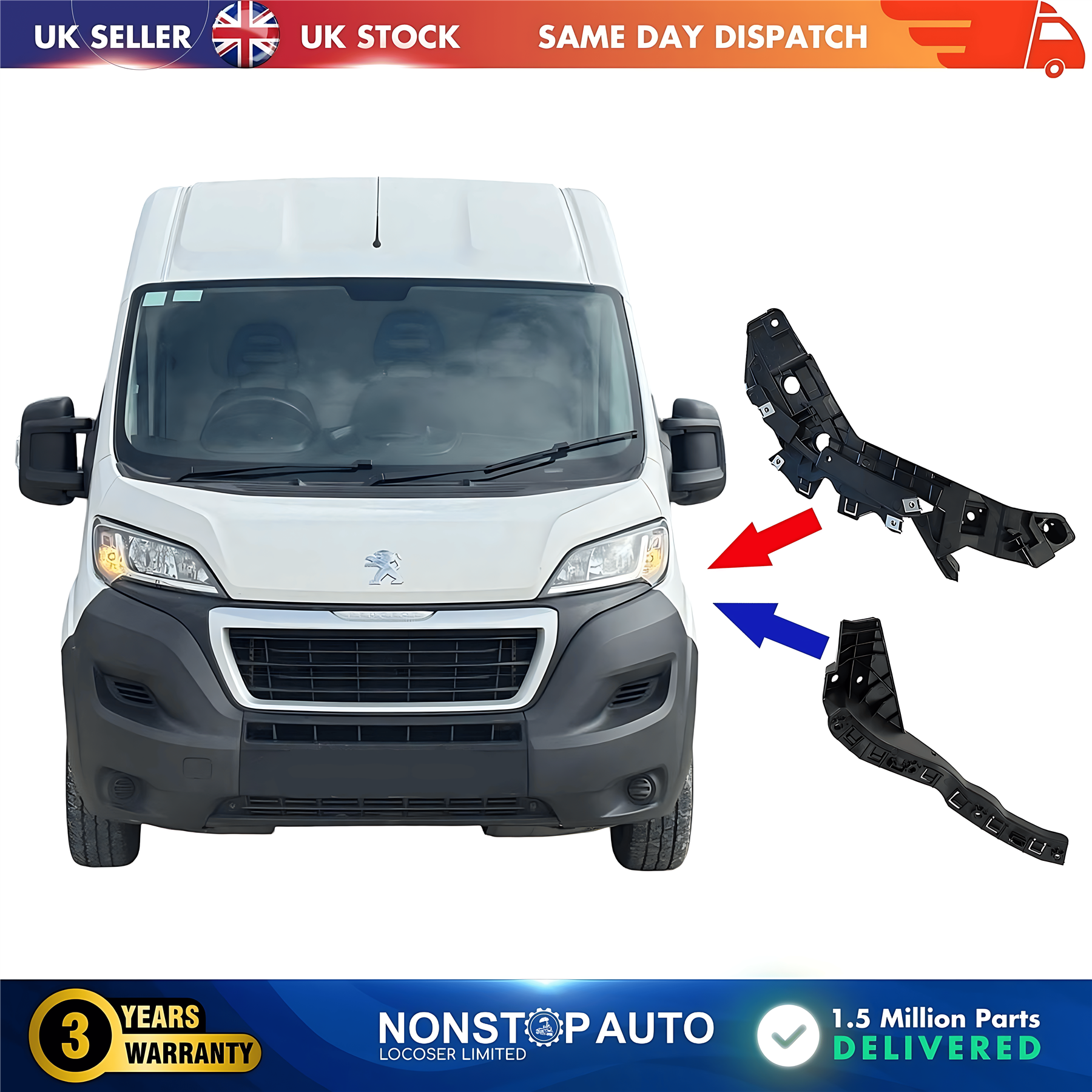 2X Front Bumper Bracket Holder Small and Large Left For CITROEN Relay FIAT Ducato PEUGEOT Boxer 2014 on