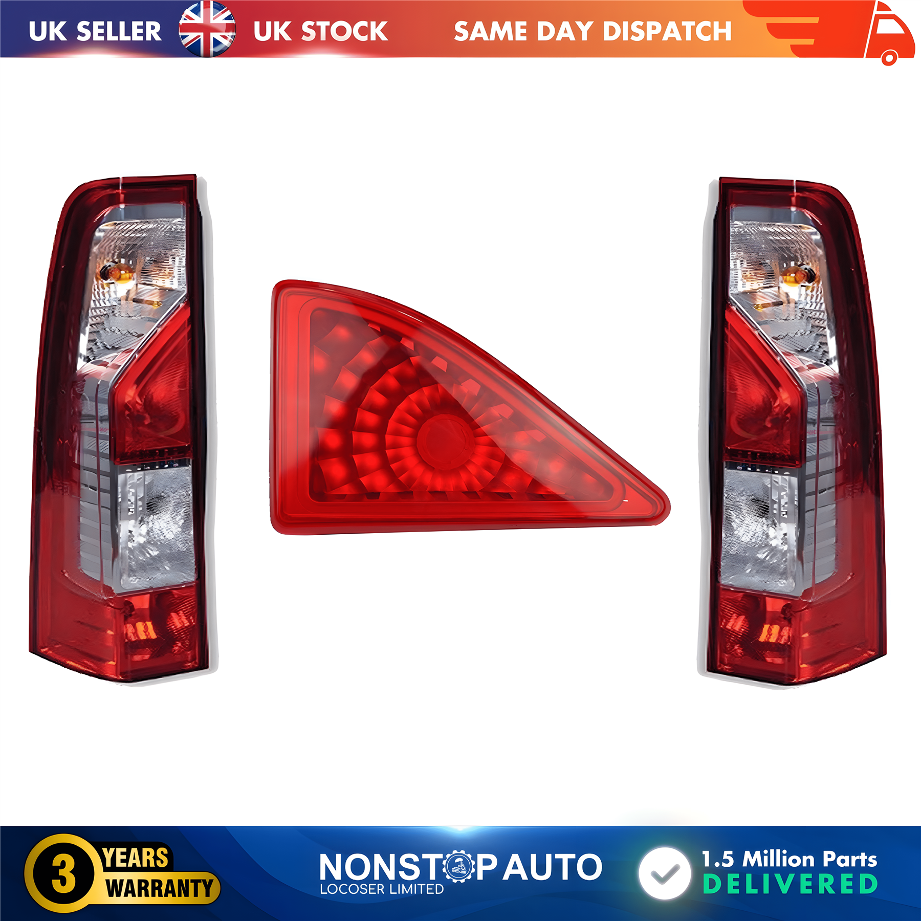 Tail Light Lamp R and L + Central Brake Lamp For RENAULT Master III IV 2010 on