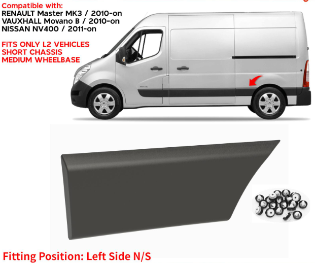 Door Side Band Moulding Rear Left Short for NISSAN NV400 768F20006R