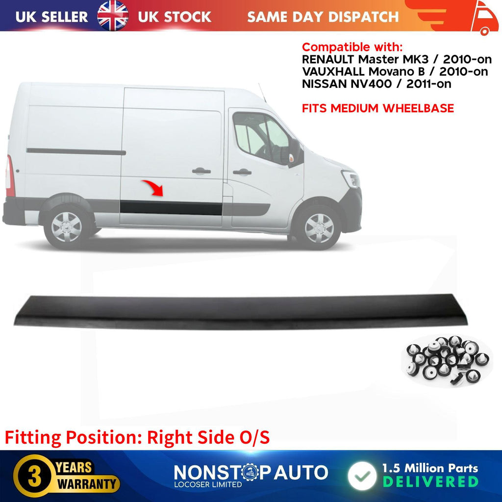 RIGHT SIDE DOOR MOULDING STRIP PANEL FITS VAUXHALL Movano RENAULT Master NISSAN NV400 828200148R
