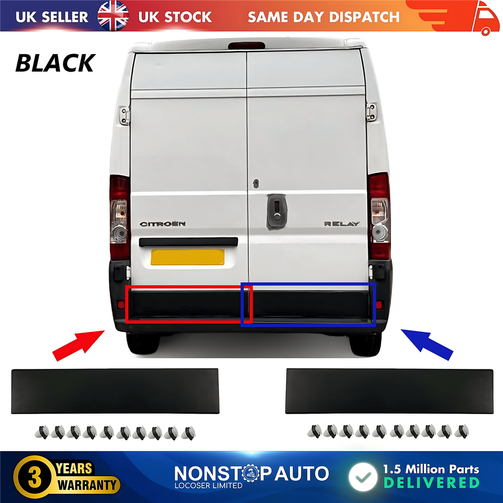 2X Door Moulding Panel Rear Left and Right Black For CITROEN Relay PEUGEOT Boxer FIAT Ducato 2006 on