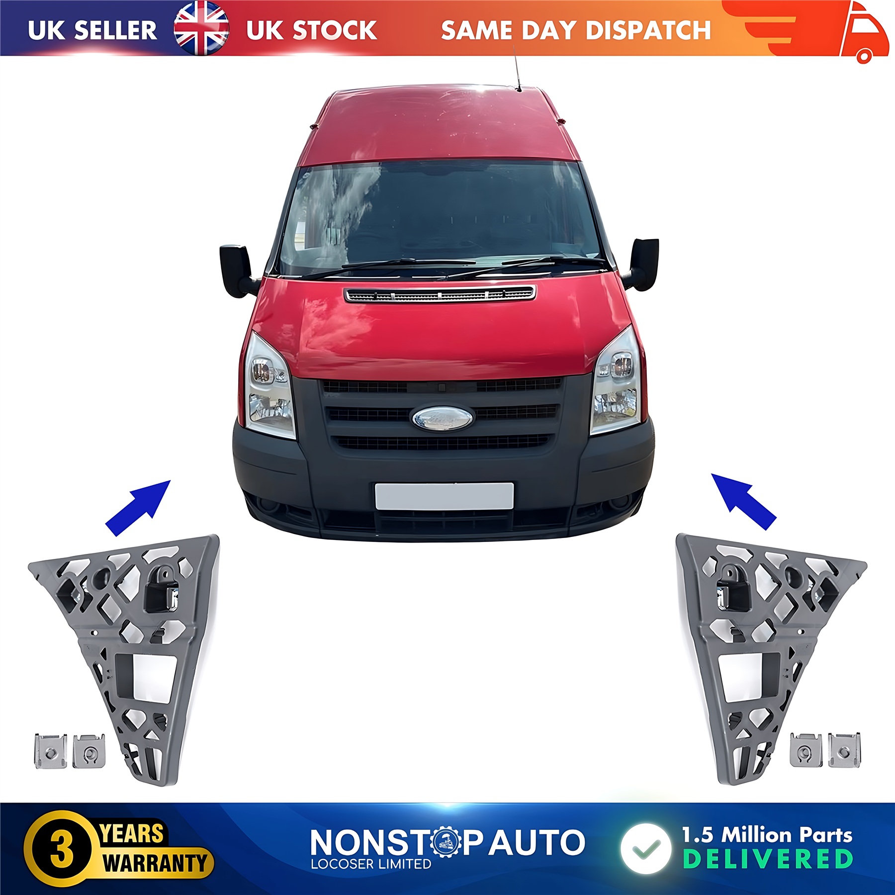 2X Front Bumper Bracket Left and Right For FORD Transit MK7 2006-2014