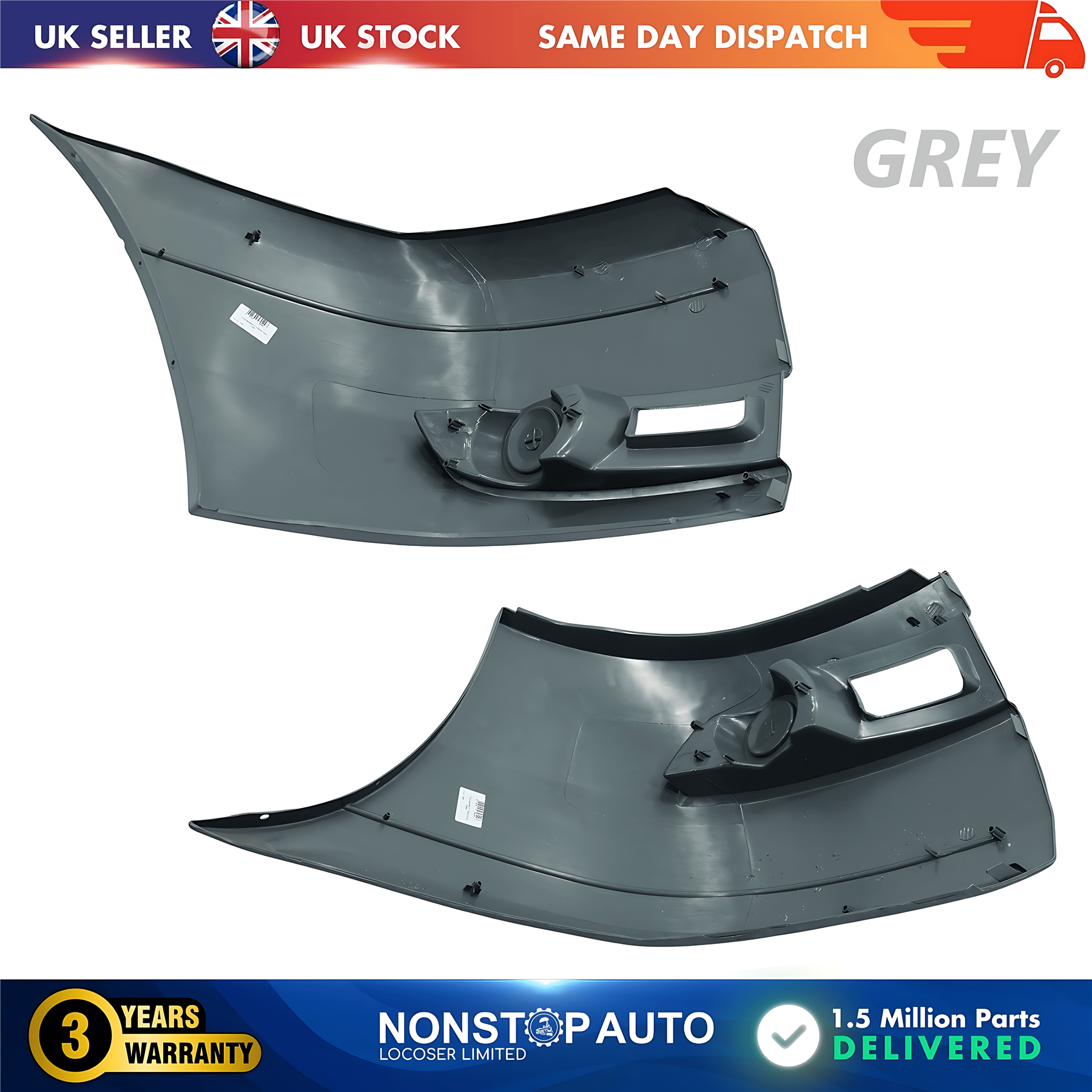 2X Front Bumper Corner Left and Right No Fog Hole For FORD Transit MK7 2006-2014 1437326 1437327