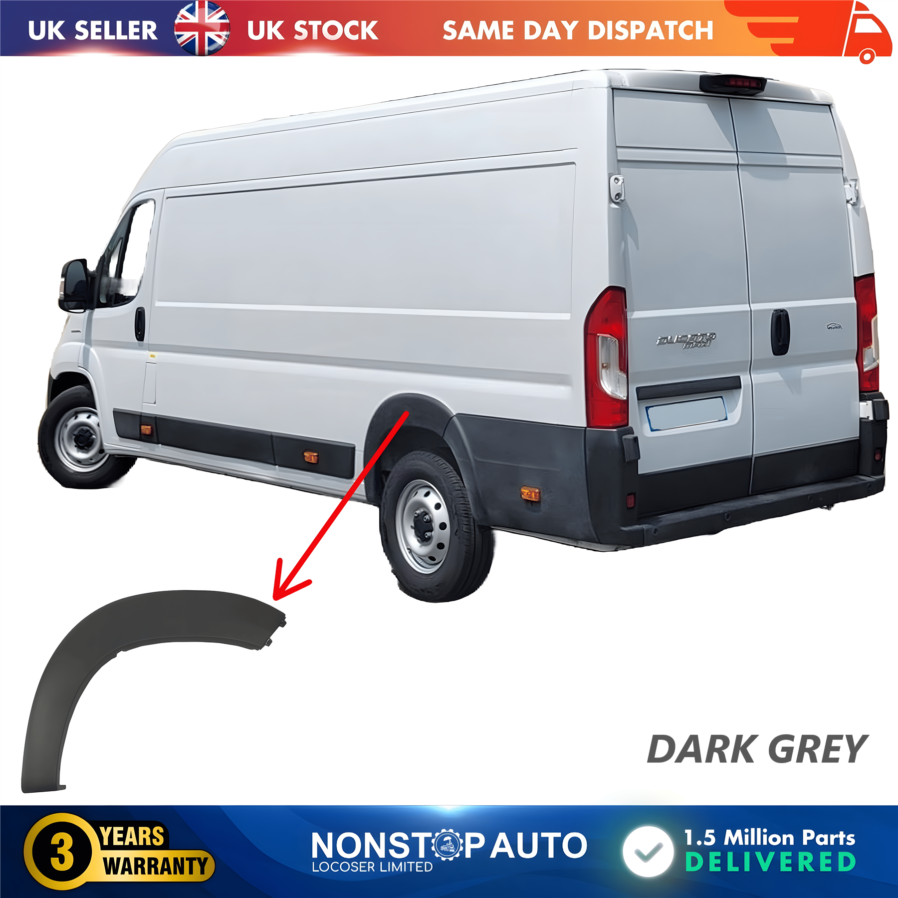 Wheel Arch Trim Moulding Rear Left For CITROEN Relay PEUGEOT Boxer FIAT Ducato 2006 on 8547X8