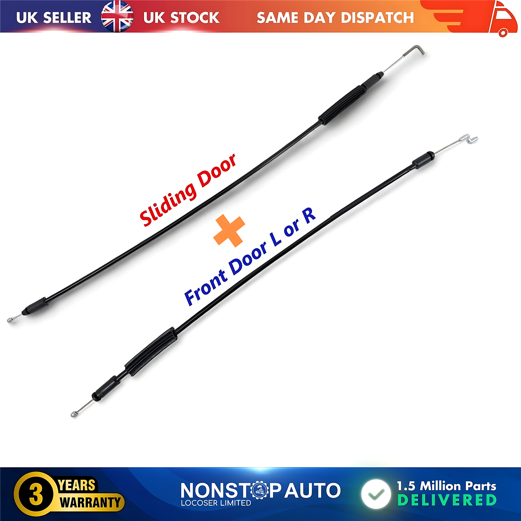 Sliding and Front Door Lock Latch Bowden Cable L or R For RENAULT Master III VAUXHALL Movano B NISSAN NV400