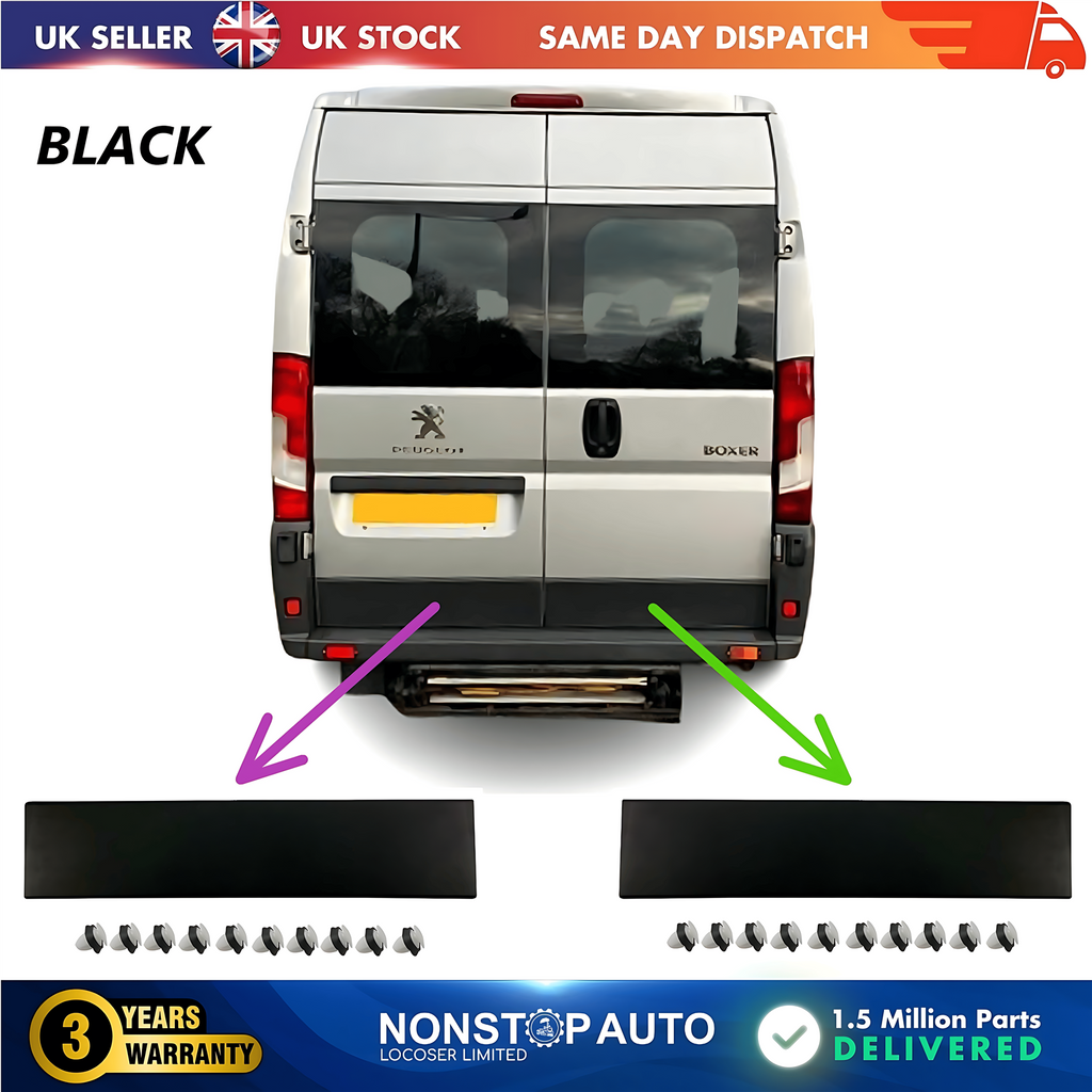 2X Door Moulding Panel Rear Left and Right Black For CITROEN Relay PEUGEOT Boxer FIAT Ducato 2006 on