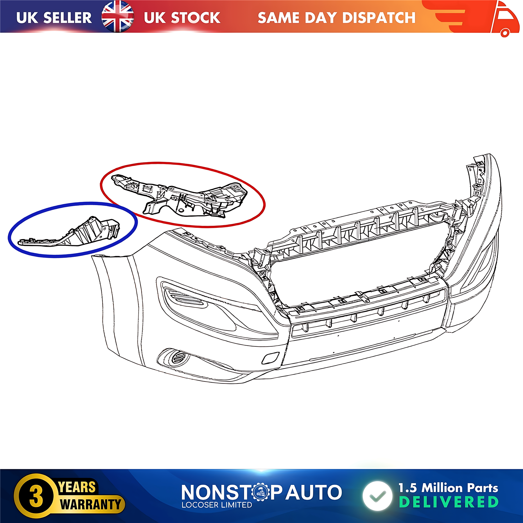 2X Front Bumper Bracket Holder Small and Large Right For CITROEN Relay FIAT Ducato PEUGEOT Boxer 2014 on