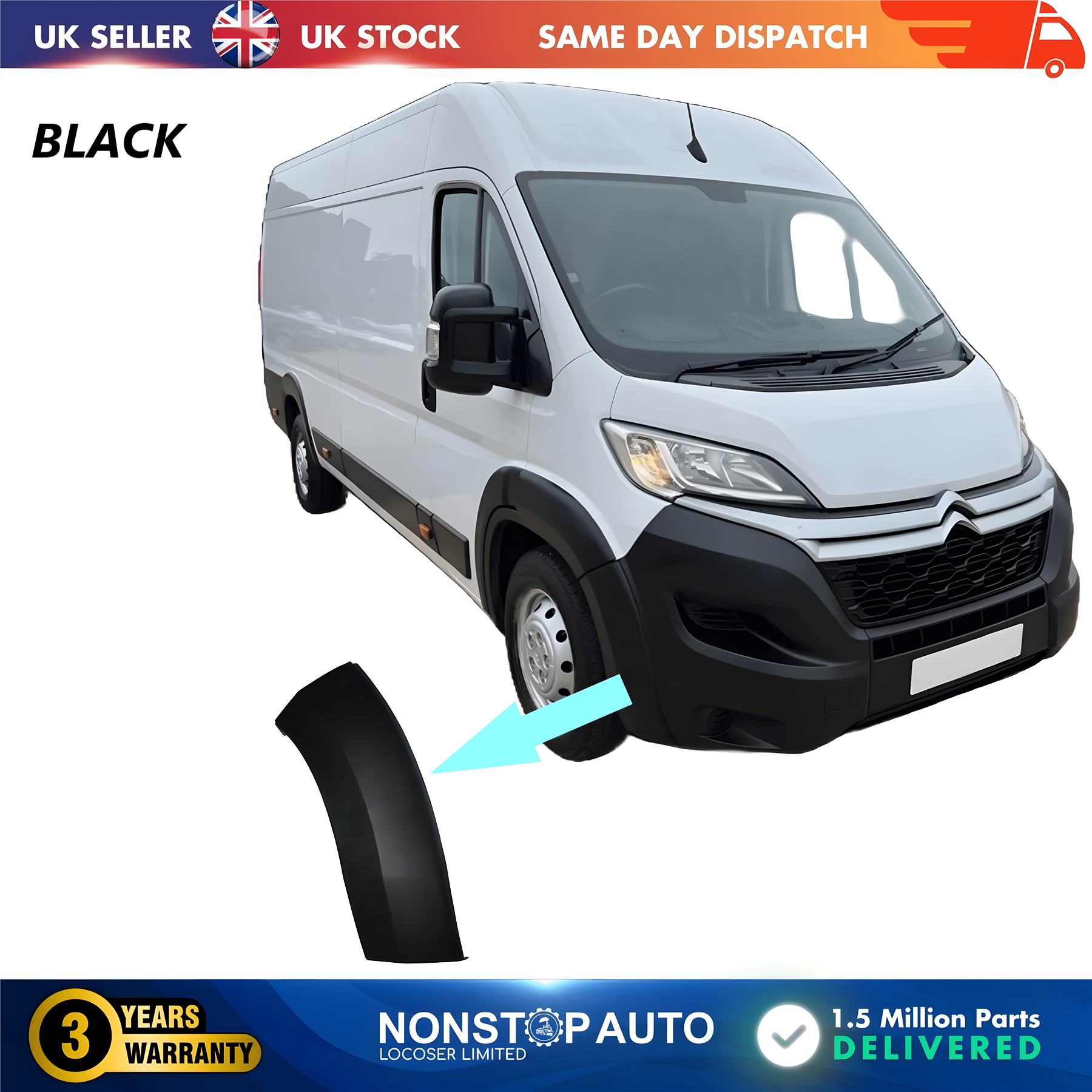 Wheel Arch Trim Moulding Front Right Black For CITROEN Relay PEUGEOT Boxer FIAT Ducato 2014 on 1611706980