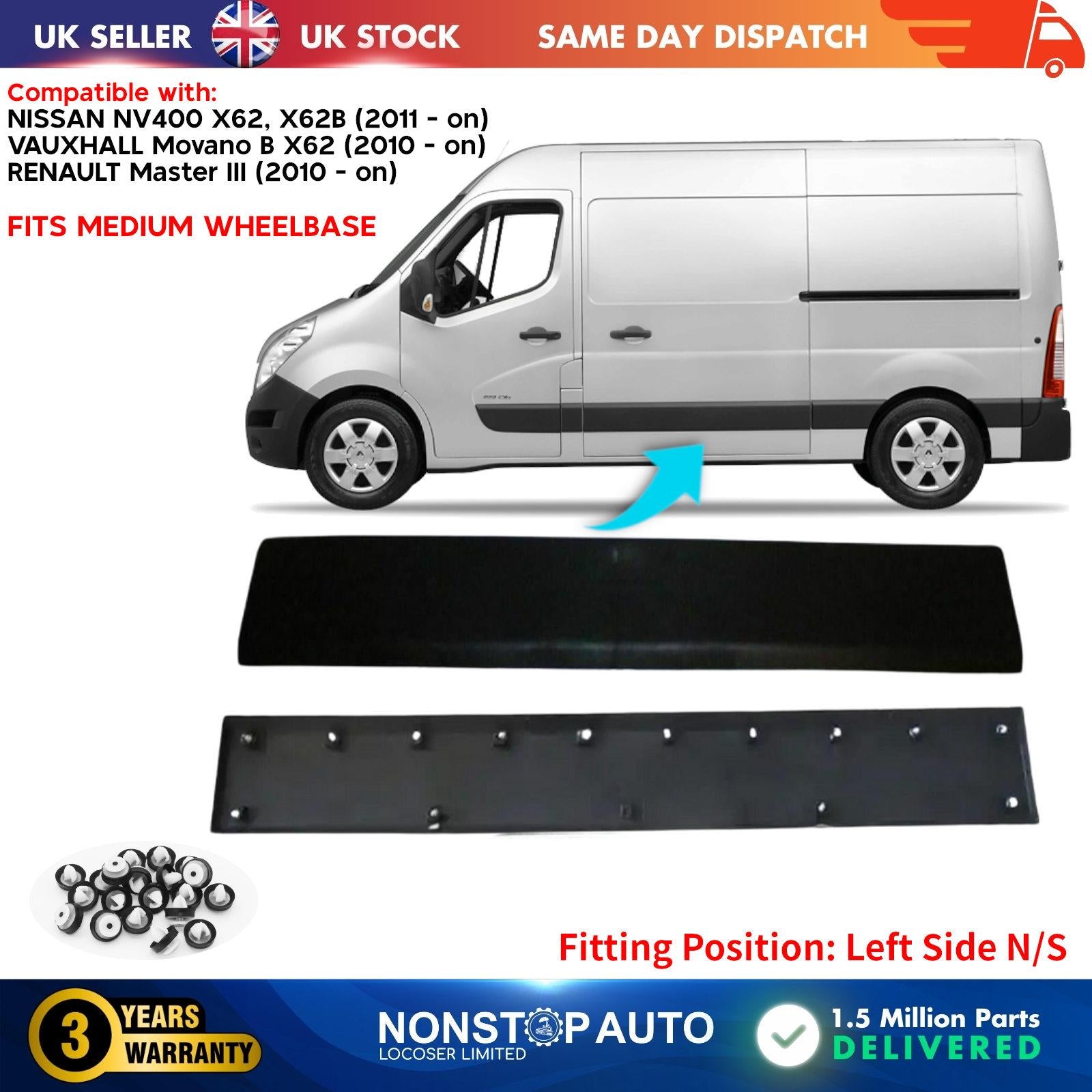 SLIDING DOOR MOULDING STRIP LEFT SIDE FITS VAUXHALL Movano 828210160R