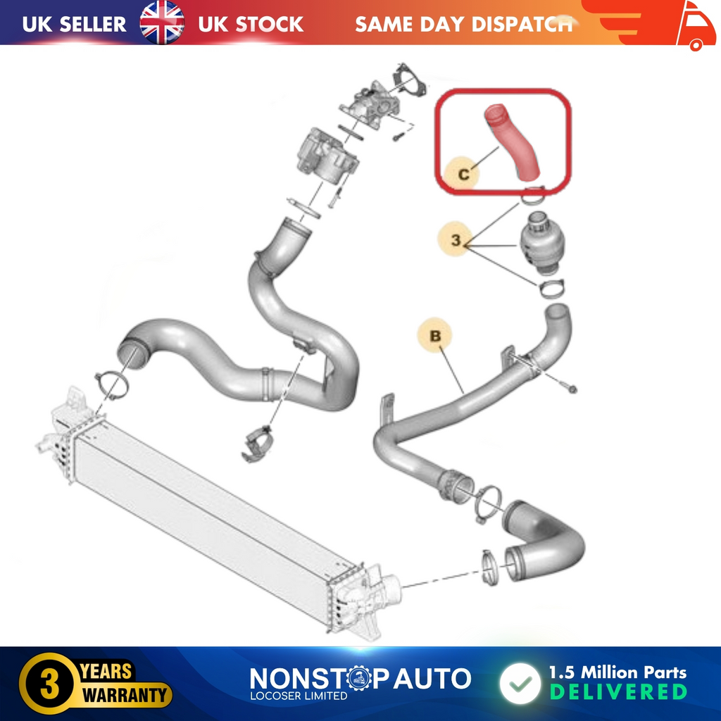 TURBO INTERCOOLER HOSE PIPE FOR PEUGEOT BOXER  CITROEN JUMPER  2.0 2.2 HDI VAUXHALL – OPEL MOVANO C 2.2 D FIAT DUCATO 2.0 JTD 1398849080