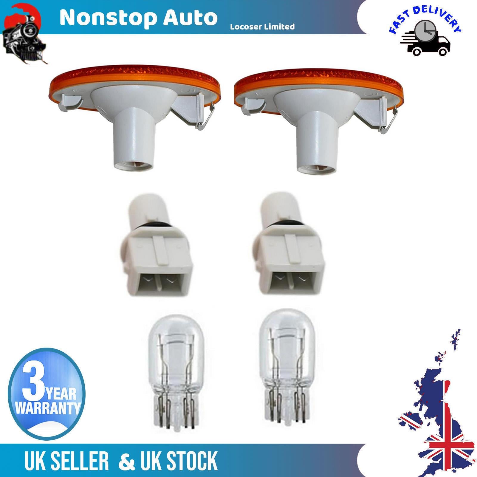 2X FOR RENAULT MASTER VAUXHALL MOVANO NISSAN NV 400 SIDE MARKER LAMP LIGHT LENS WITH BULB HOLDER AND BULB 261B00001R