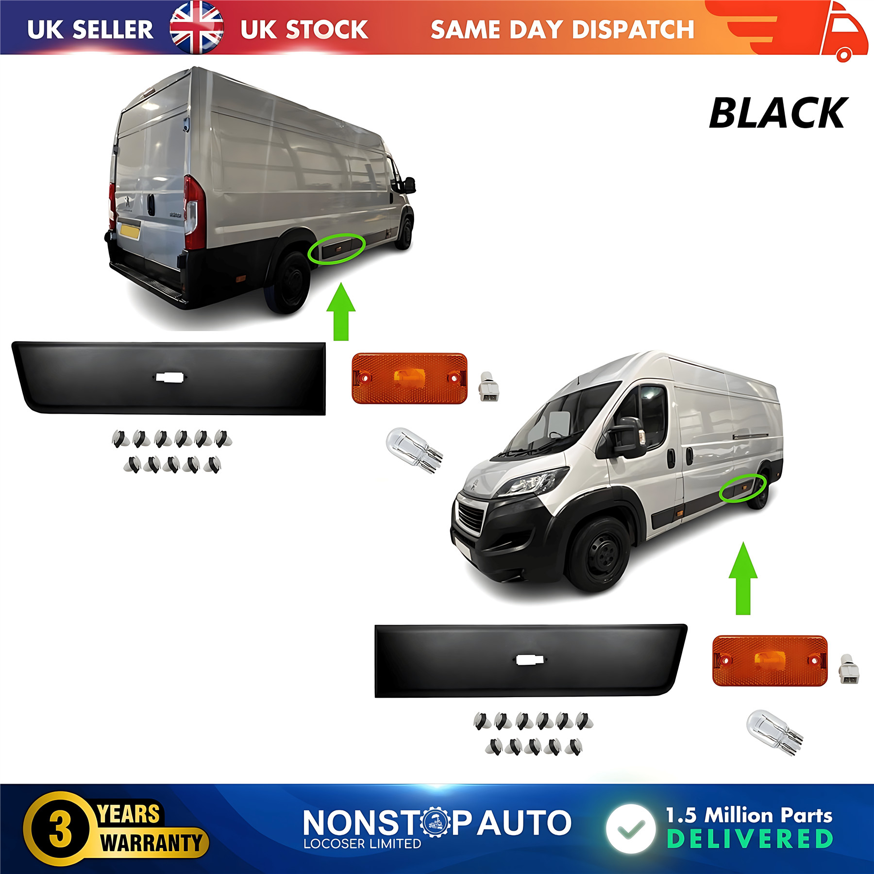 2X Moulding Trim Panel Indicator Bulb Rear Left and Right For CITROEN Relay PEUGEOT Boxer FIAT Ducato 2006 on