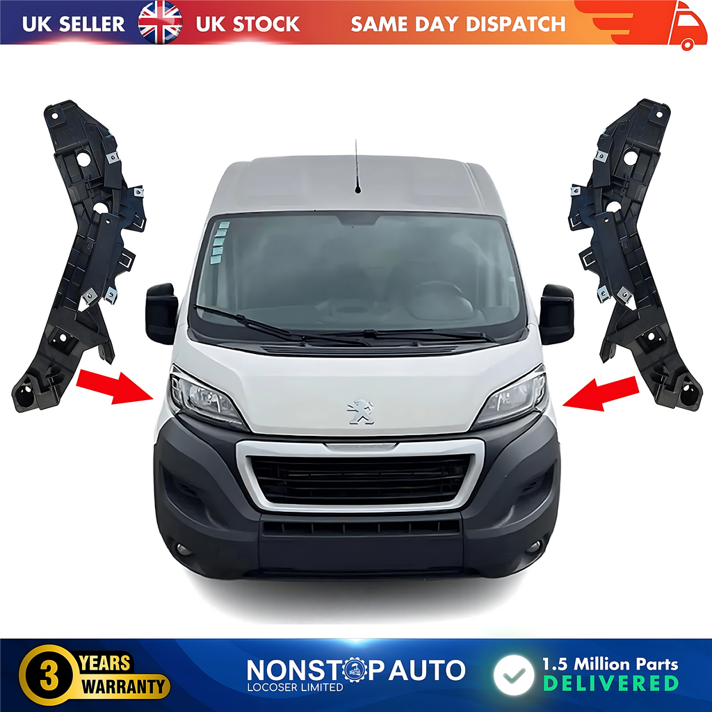 2X Front Bumper Bracket Holder Large L and R For PEUGEOT Boxer 2014 on 1626195780 1626195680