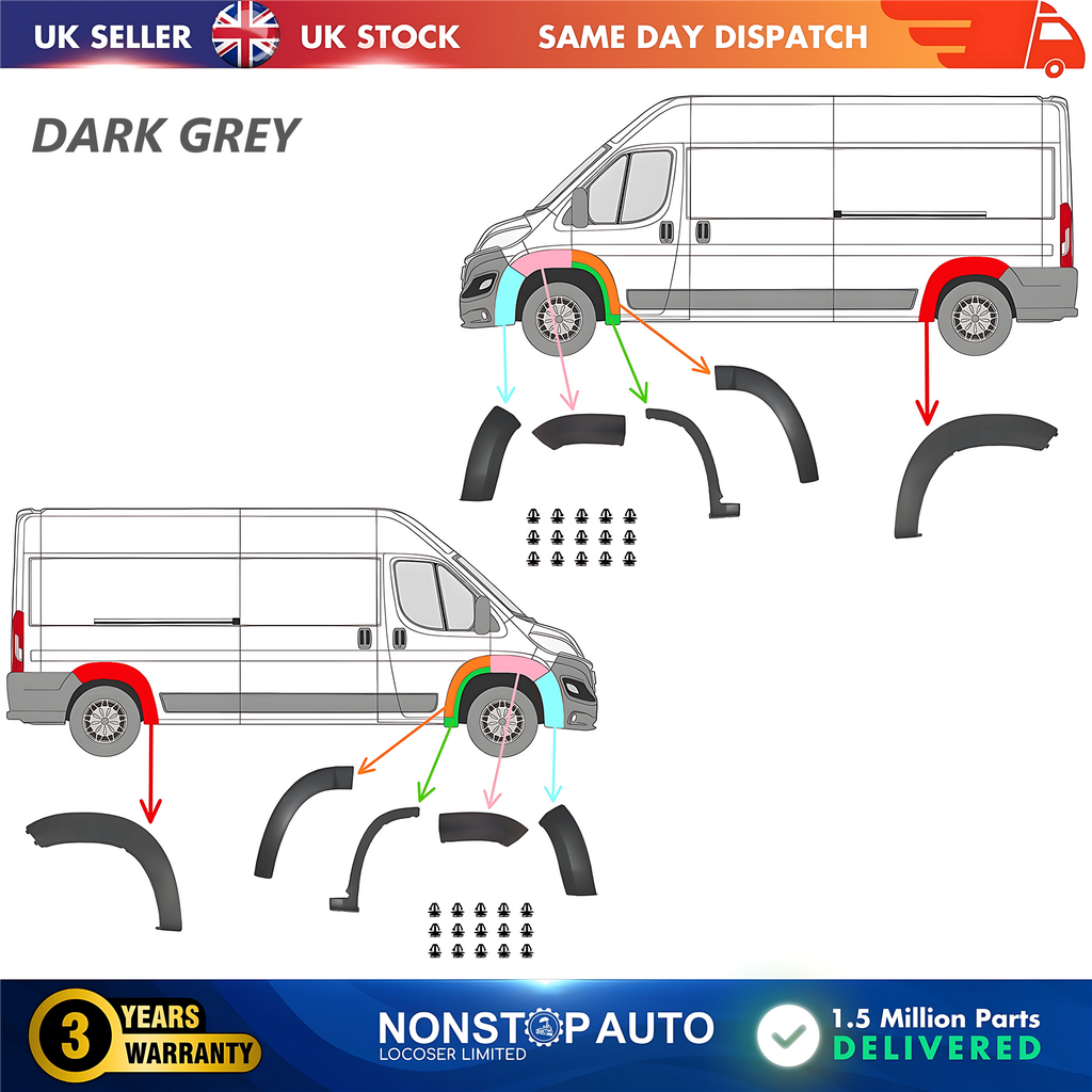 10X Wheel Arch Trim Moulding Left and Right Set For CITROEN Relay PEUGEOT Boxer FIAT Ducato 2014 on