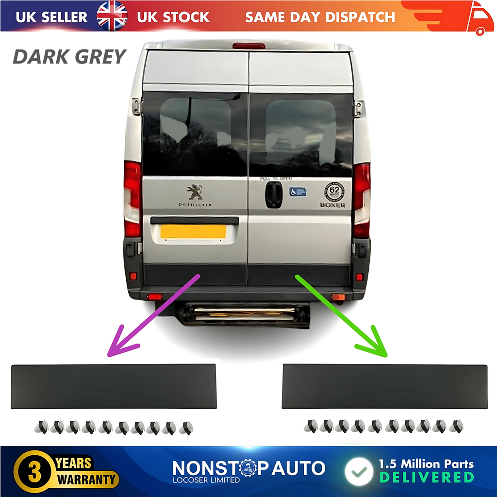 2X Door Moulding Panel Rear Left and Right Dark Grey For CITROEN Relay PEUGEOT Boxer FIAT Ducato 2006 on